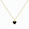 18K Real Gold Black Heart Necklace