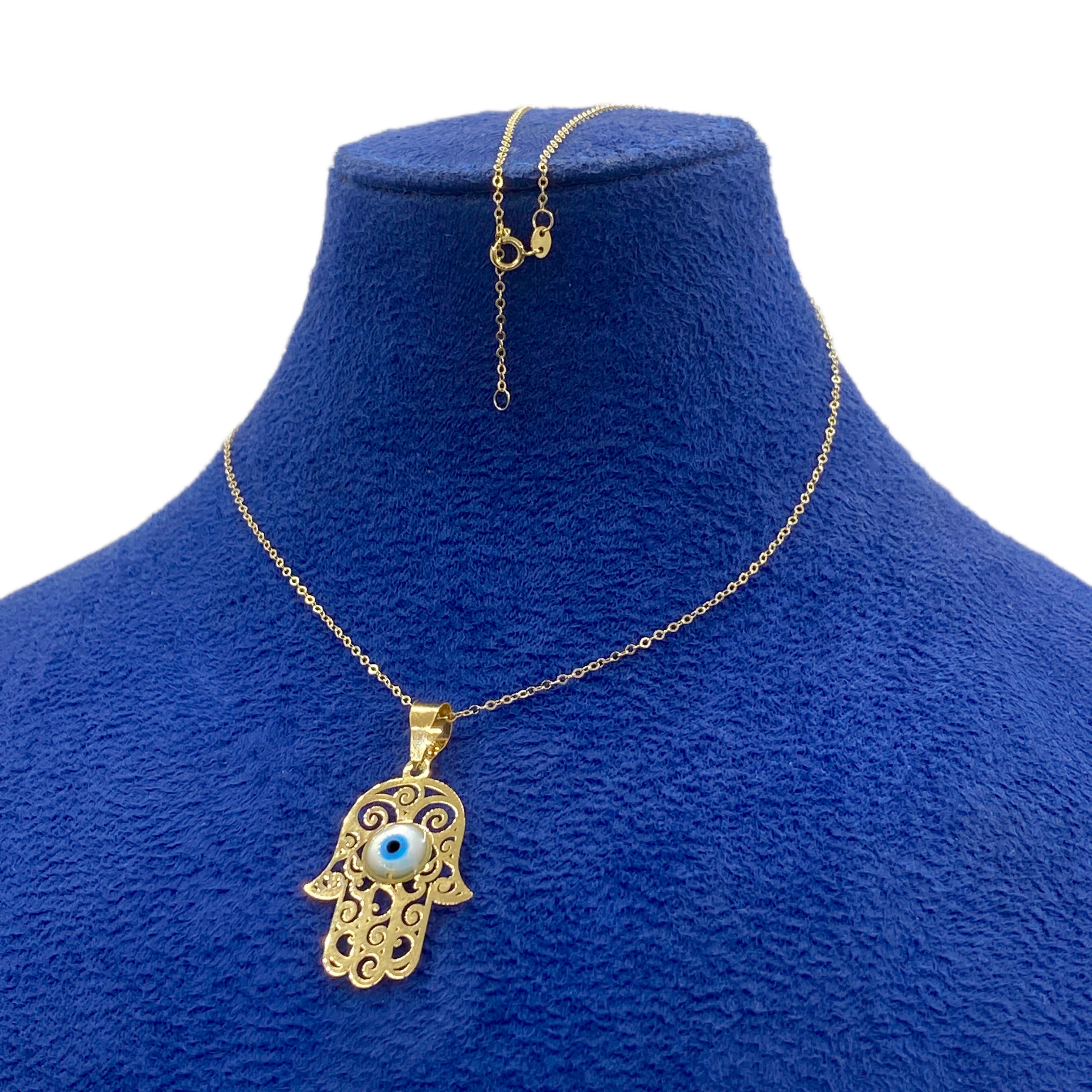 18K Real Gold Big Hamsa Hand Necklace - Embellish Gold
