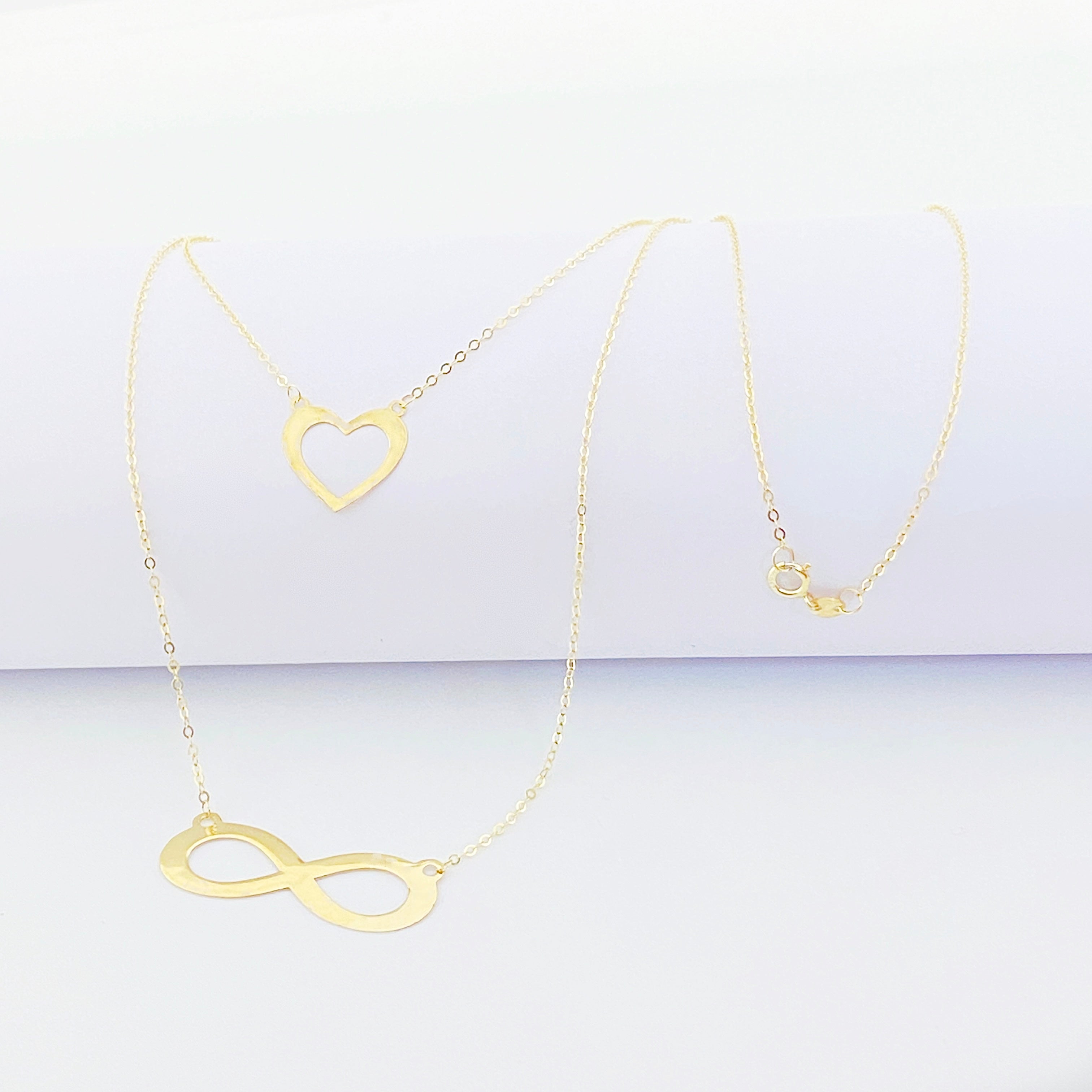 18K Real Gold Infinity With Heart Necklace Bracelet And Earring - Embellish Gold