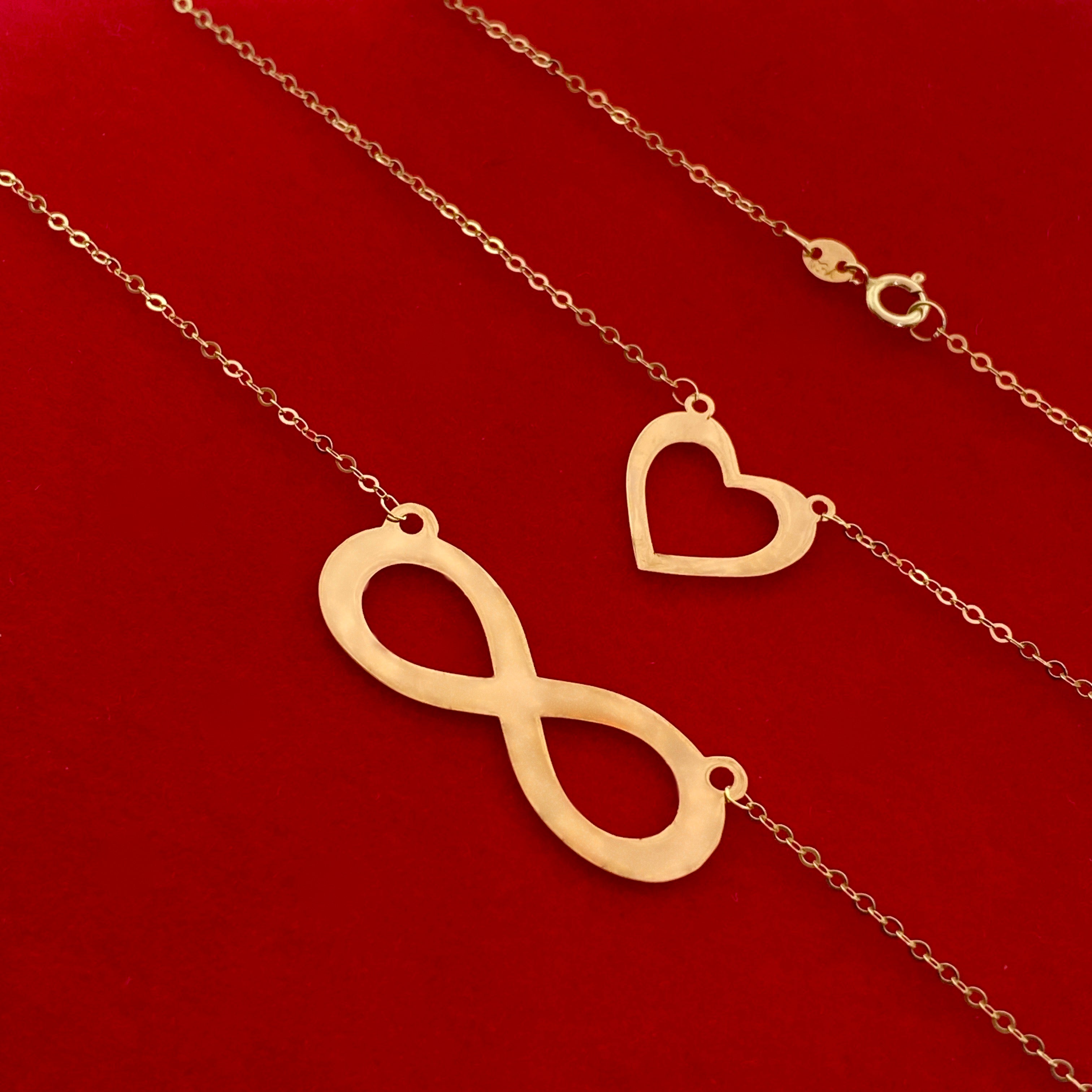 18K Real Gold Infinity With Heart Necklace Bracelet And Earring - Embellish Gold