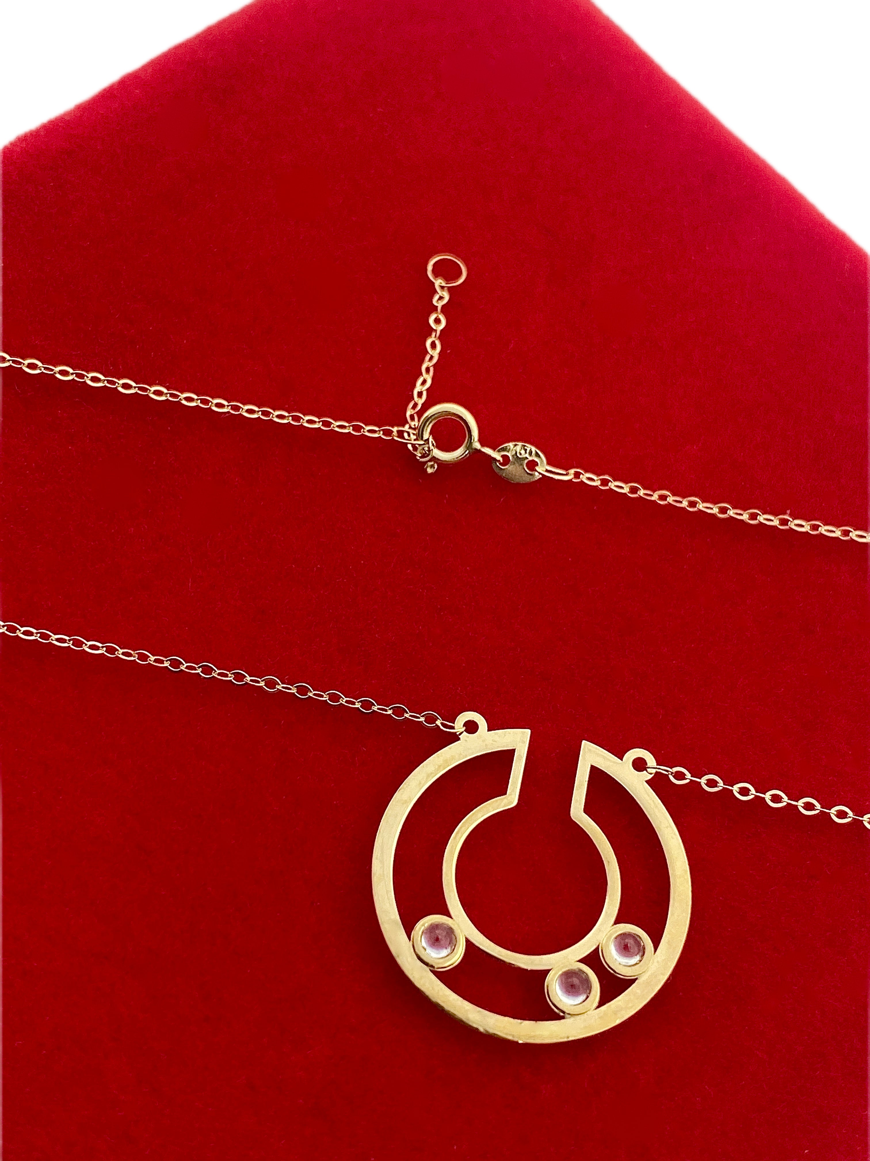 18K Real Gold 3 Stone Circle Cut Necklace - Embellish Gold