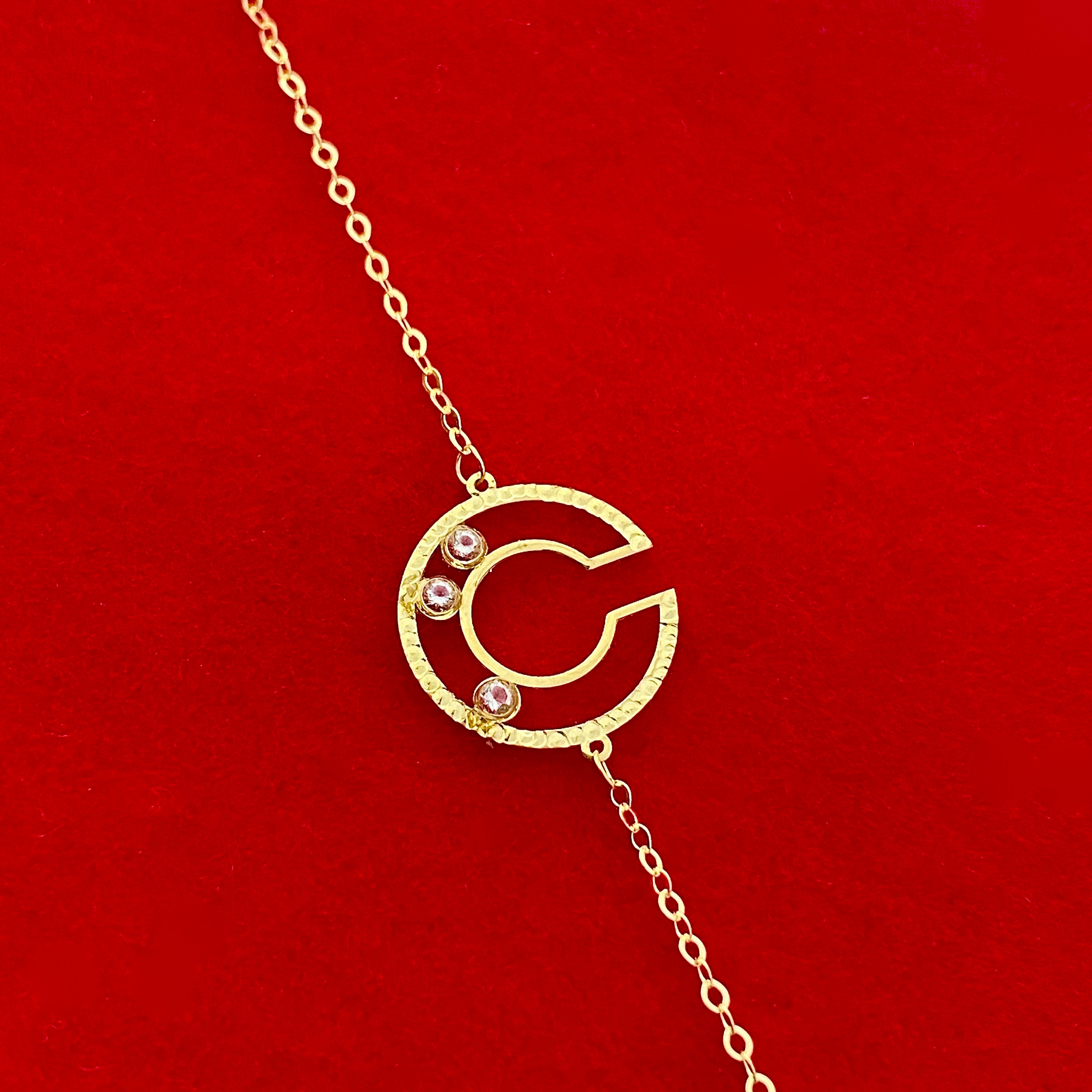 18K Real Gold 3 Stone Circle Cut Bracelet - Embellish Gold