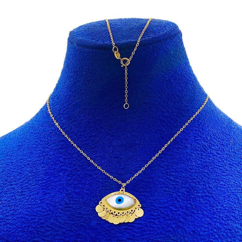 18K Real Gold Evil Eye With Round Hangings Necklace - ad collection - Embellish Gold