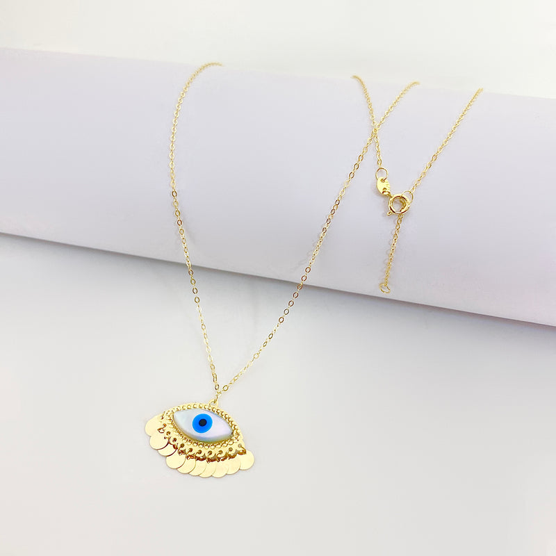 18K Real Gold Evil Eye With Round Hangings Necklace - ad collection - Embellish Gold