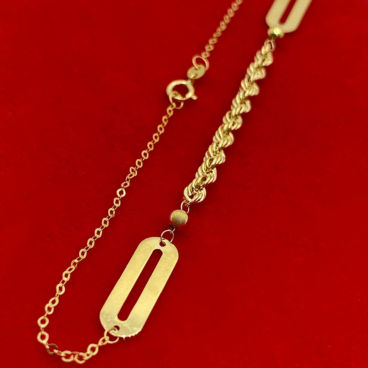 Paper Clip Rope Chain 18K Real Gold Paper Clip Rope Chain Bracelet – Embellish Gold Jewelry ...