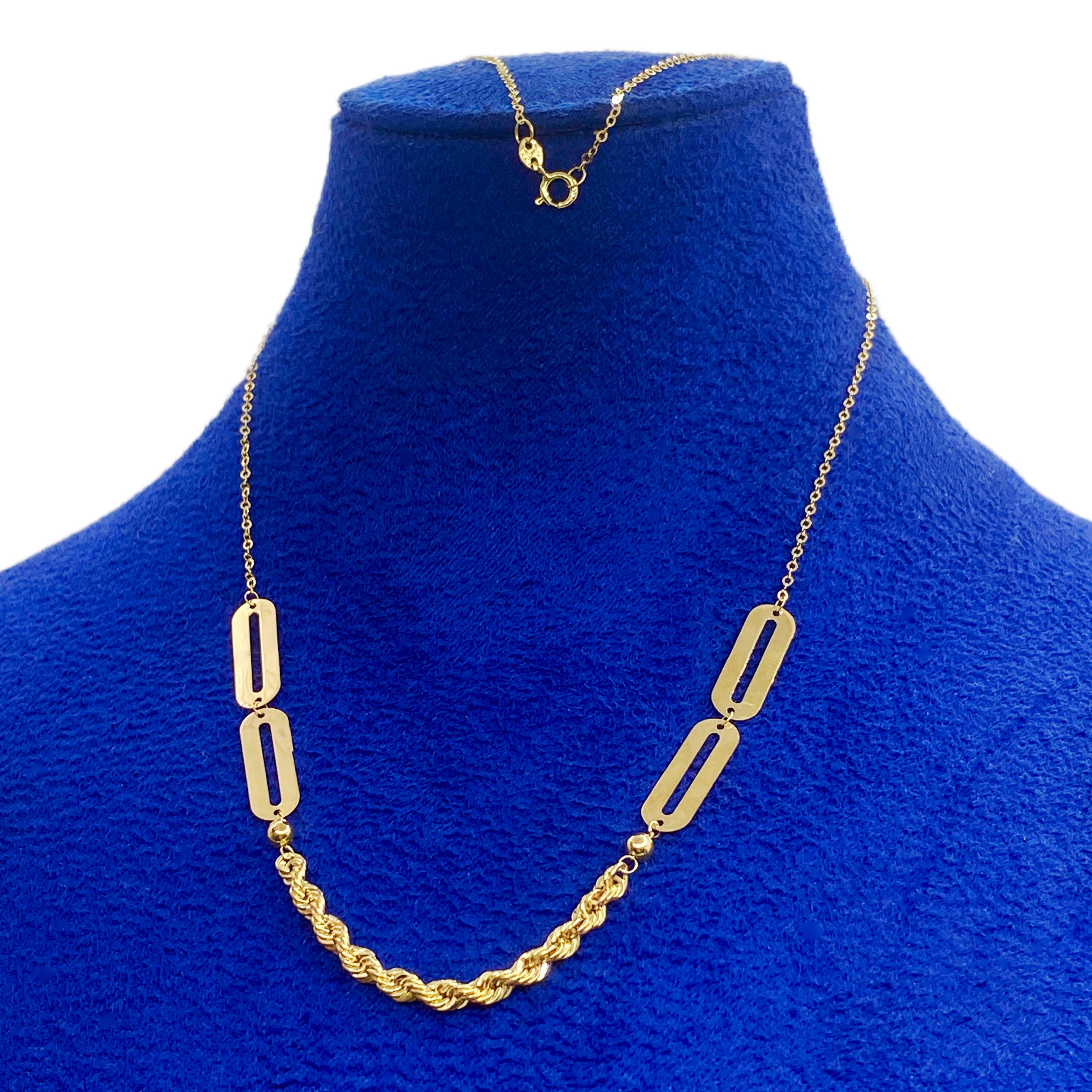 18K Real Gold Paper Clip Rope Chain Necklace - Embellish Gold