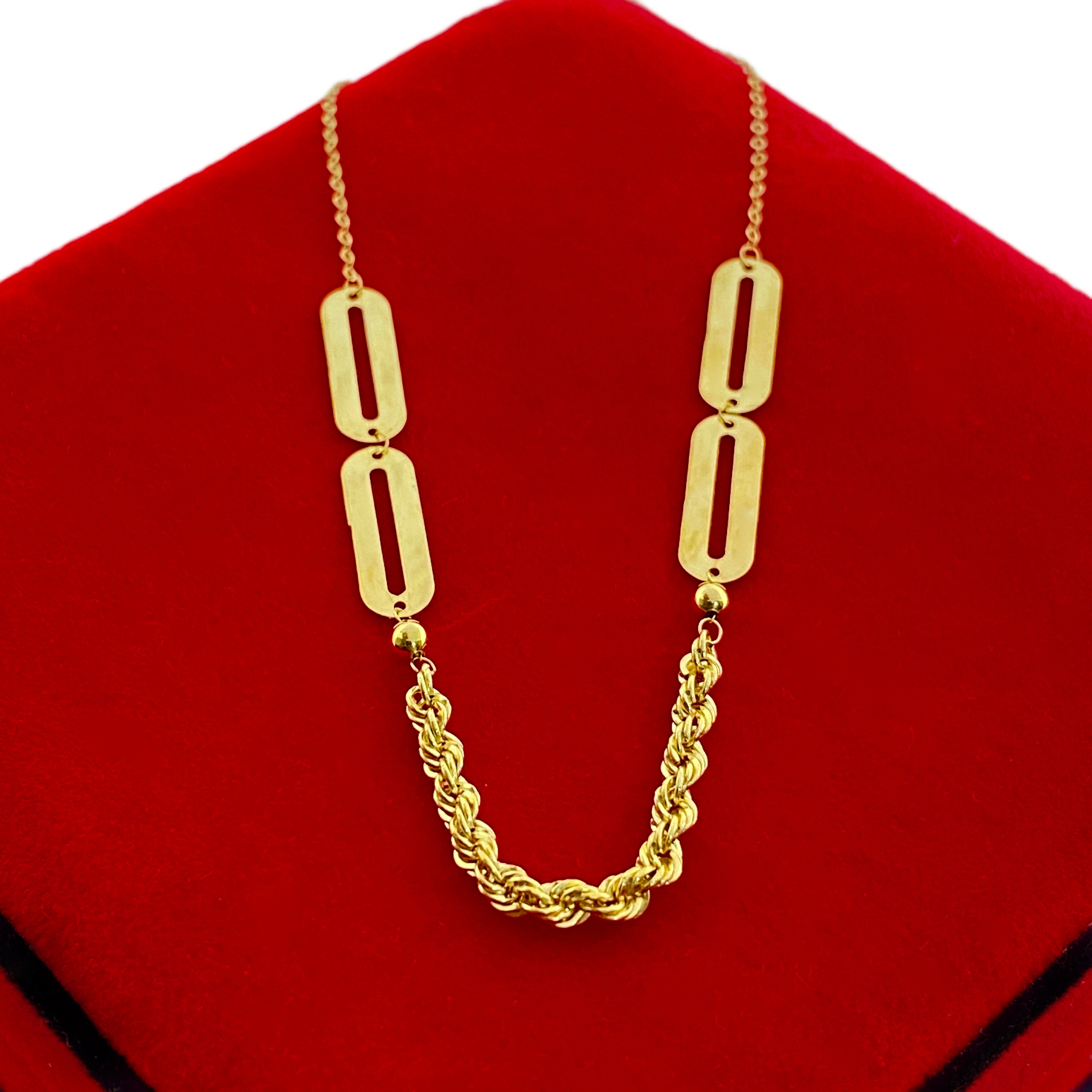 18K Real Gold Paper Clip Rope Chain Necklace - Embellish Gold