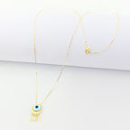 18K Real Gold Round Evil Eye Hanging Necklace - Embellish Gold