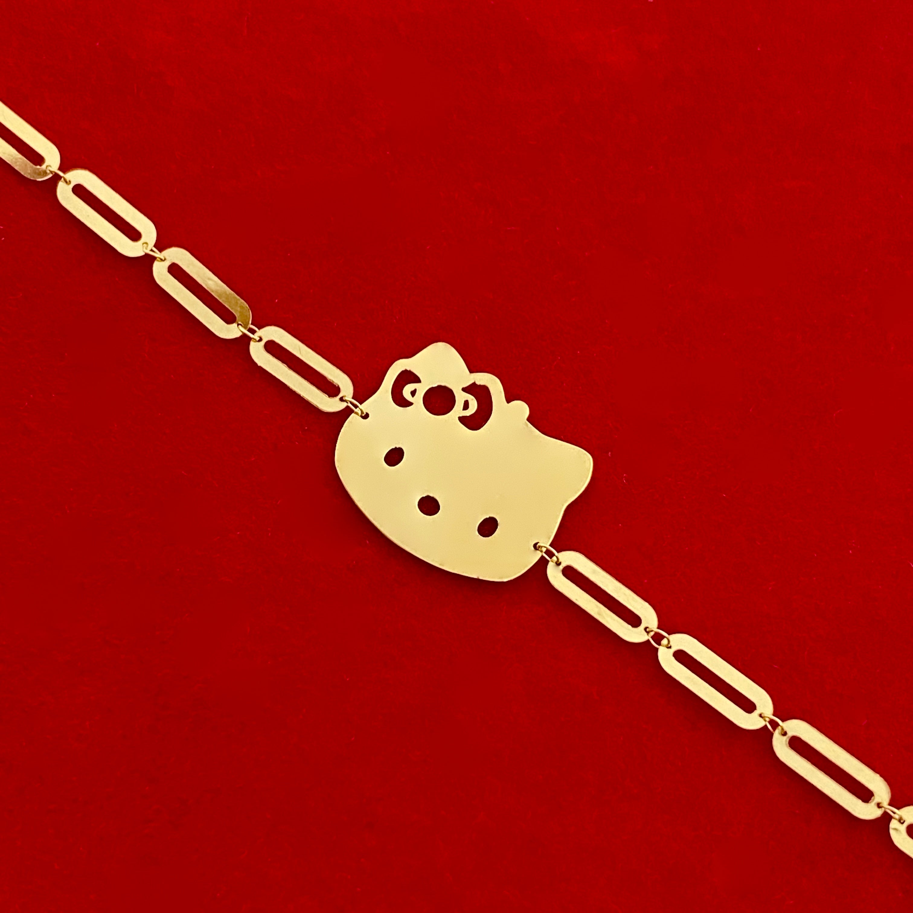 18K Real Gold Kitten Kids Bracelet - Embellish Gold