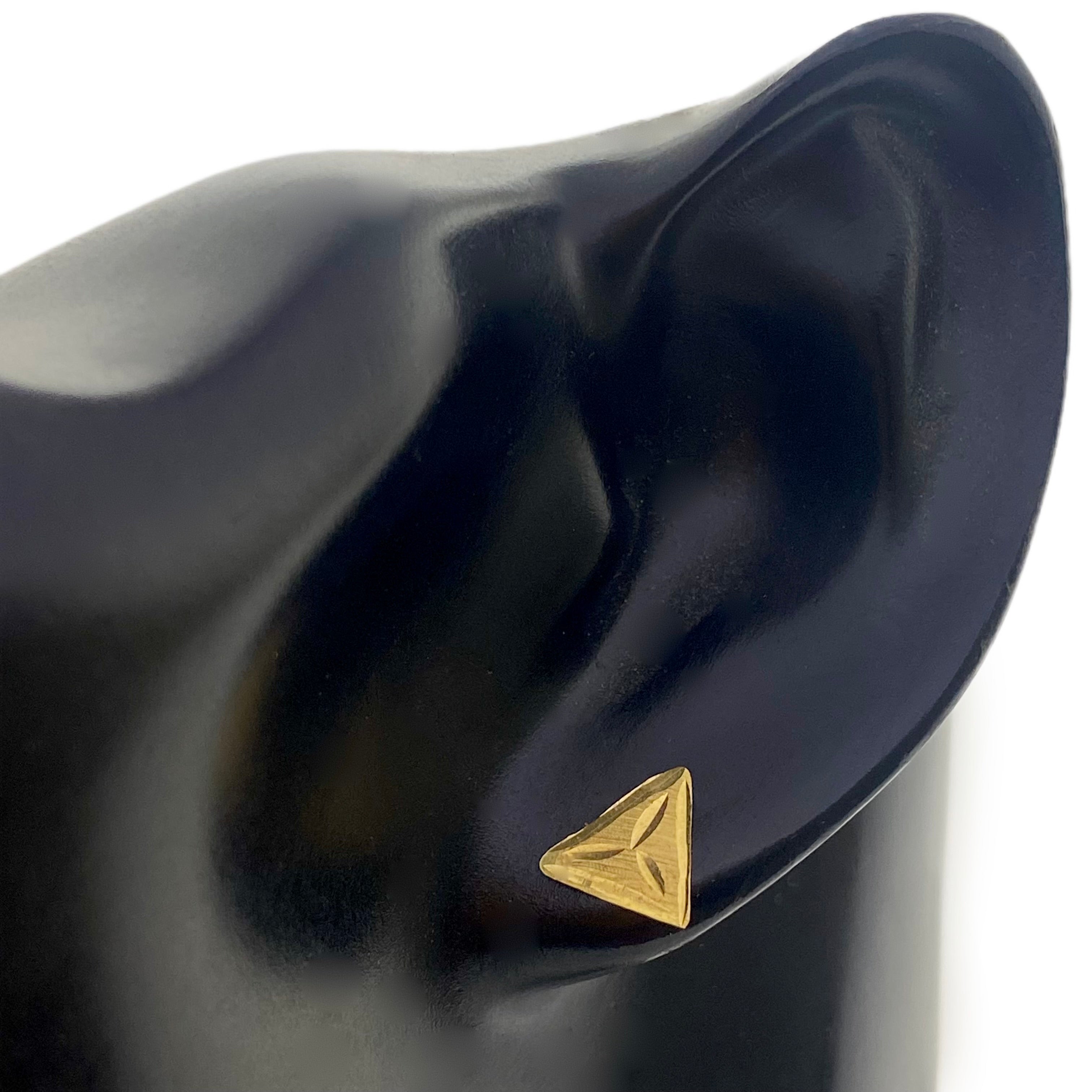 18K Real Gold Triangle Flower Earrings - Embellish Gold