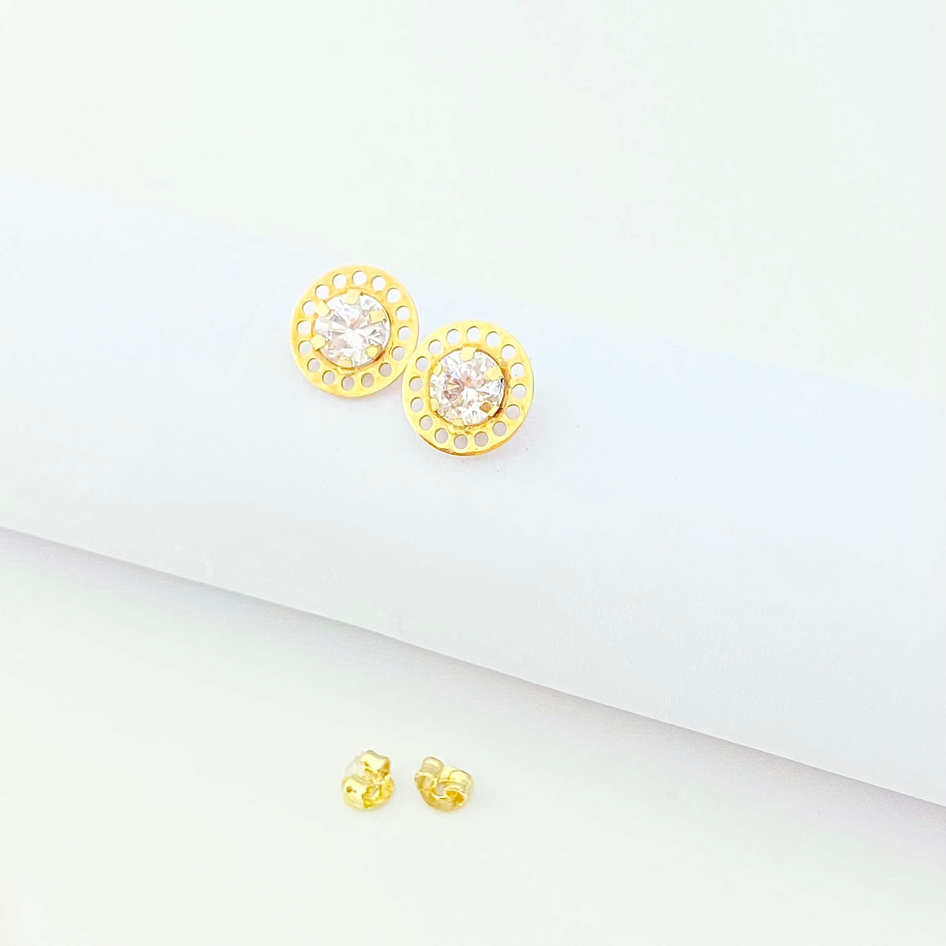 18K Real Gold Hole Stone Earrings - Embellish Gold