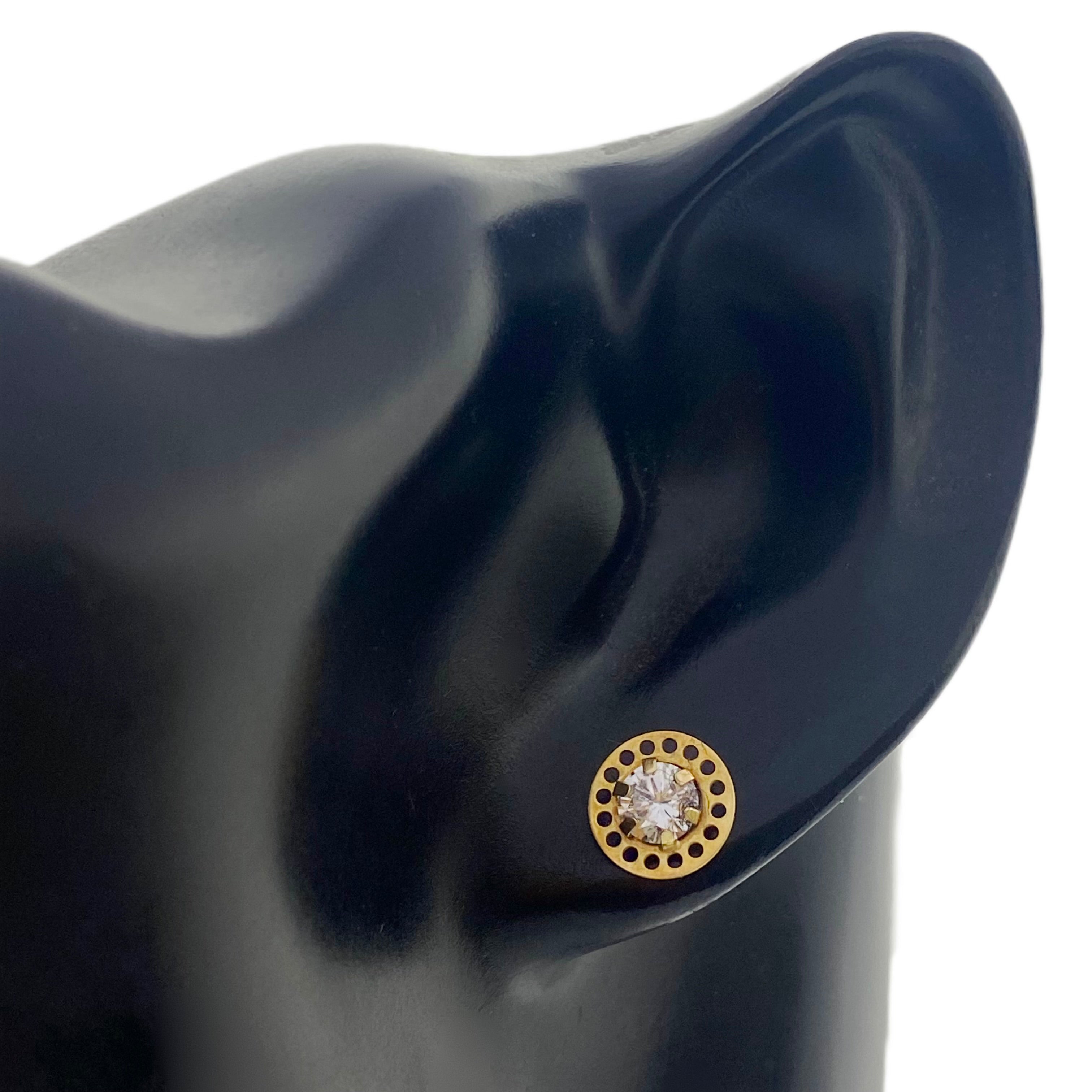 18K Real Gold Hole Stone Earrings - Embellish Gold
