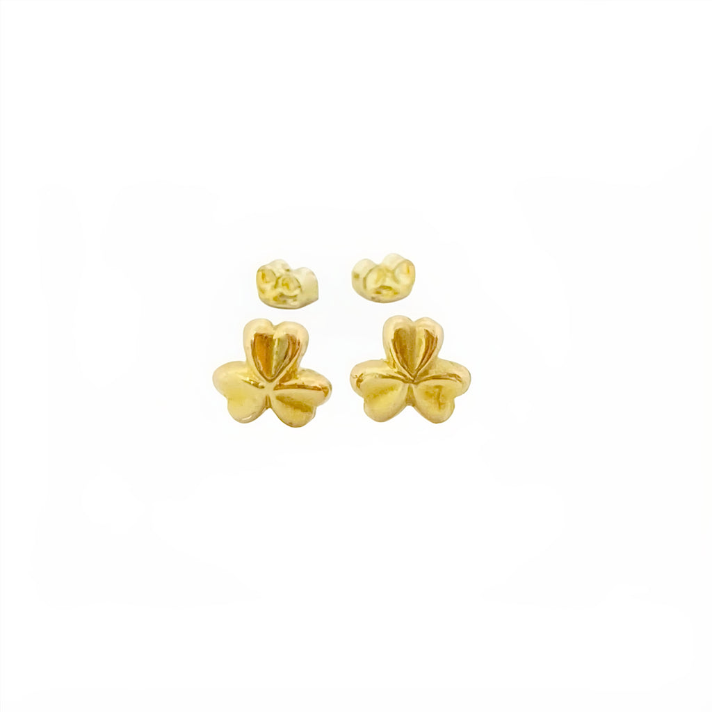 18K Real Gold Three Petal Flower Earrings - Embellish Gold