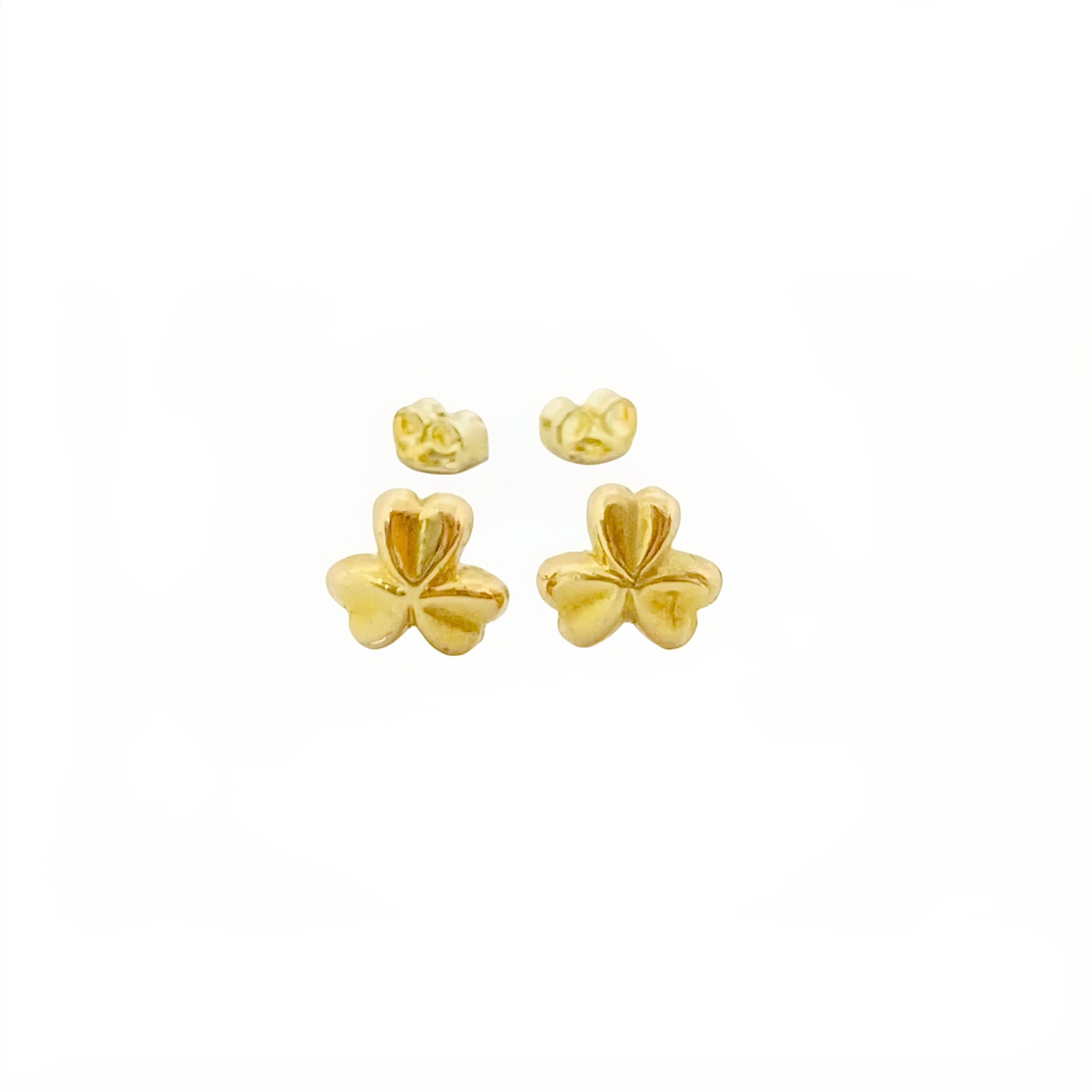 18K Real Gold Three Petal Flower Earrings - 18k Gold Earrings - Embellish Gold