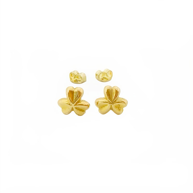 18K Real Gold Three Petal Flower Earrings - 18k Gold Earrings - Embellish Gold