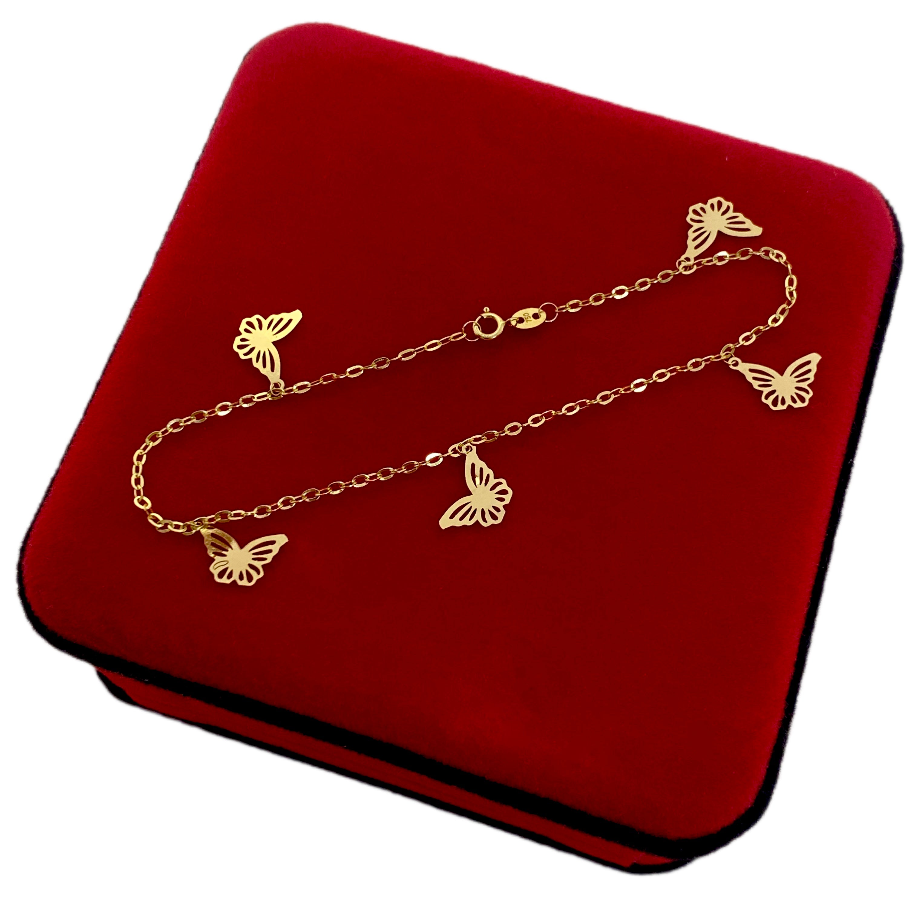 18K Real Gold Butterfly 5 Pendant Bracelet - Embellish Gold