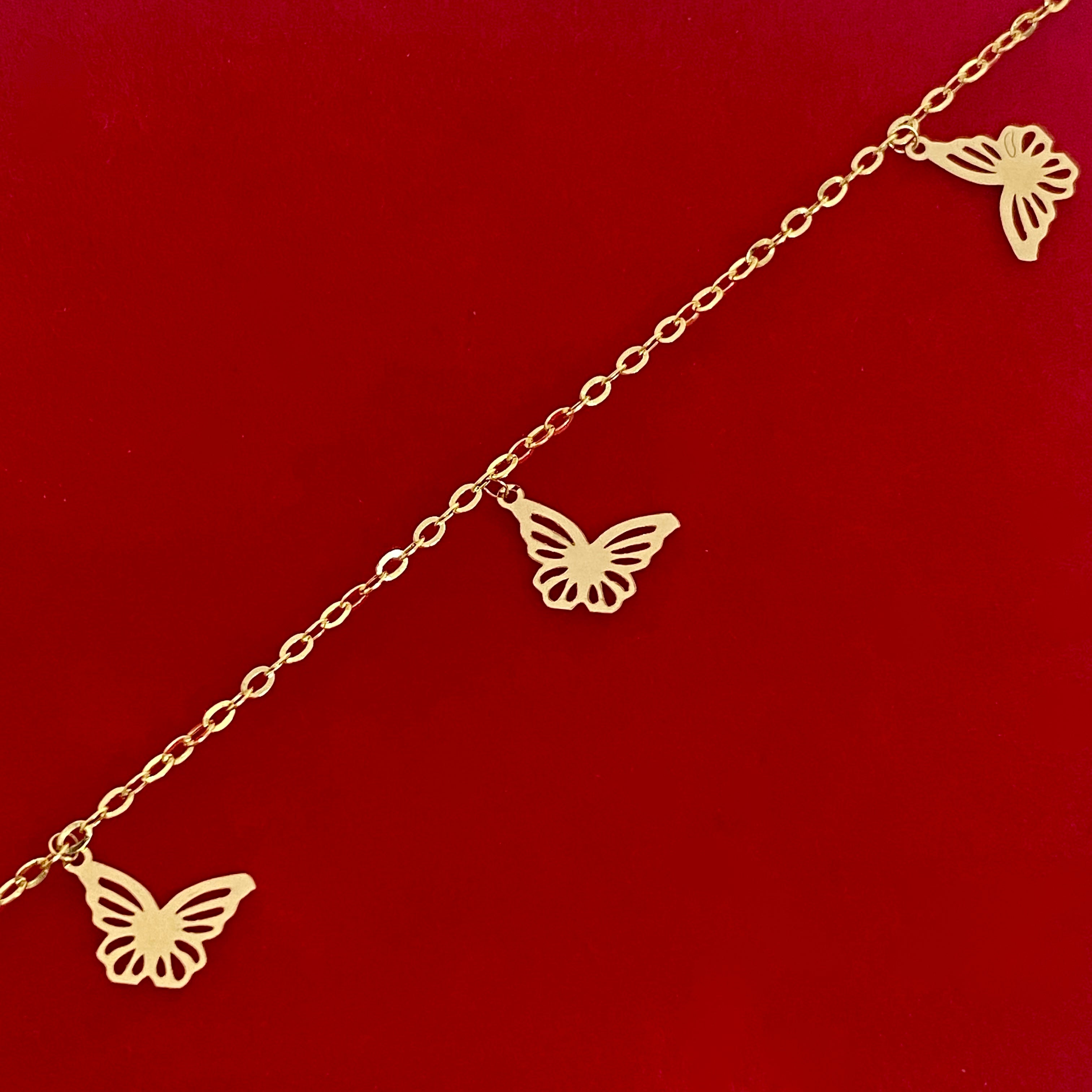 18K Real Gold Butterfly 5 Pendant Bracelet - Embellish Gold