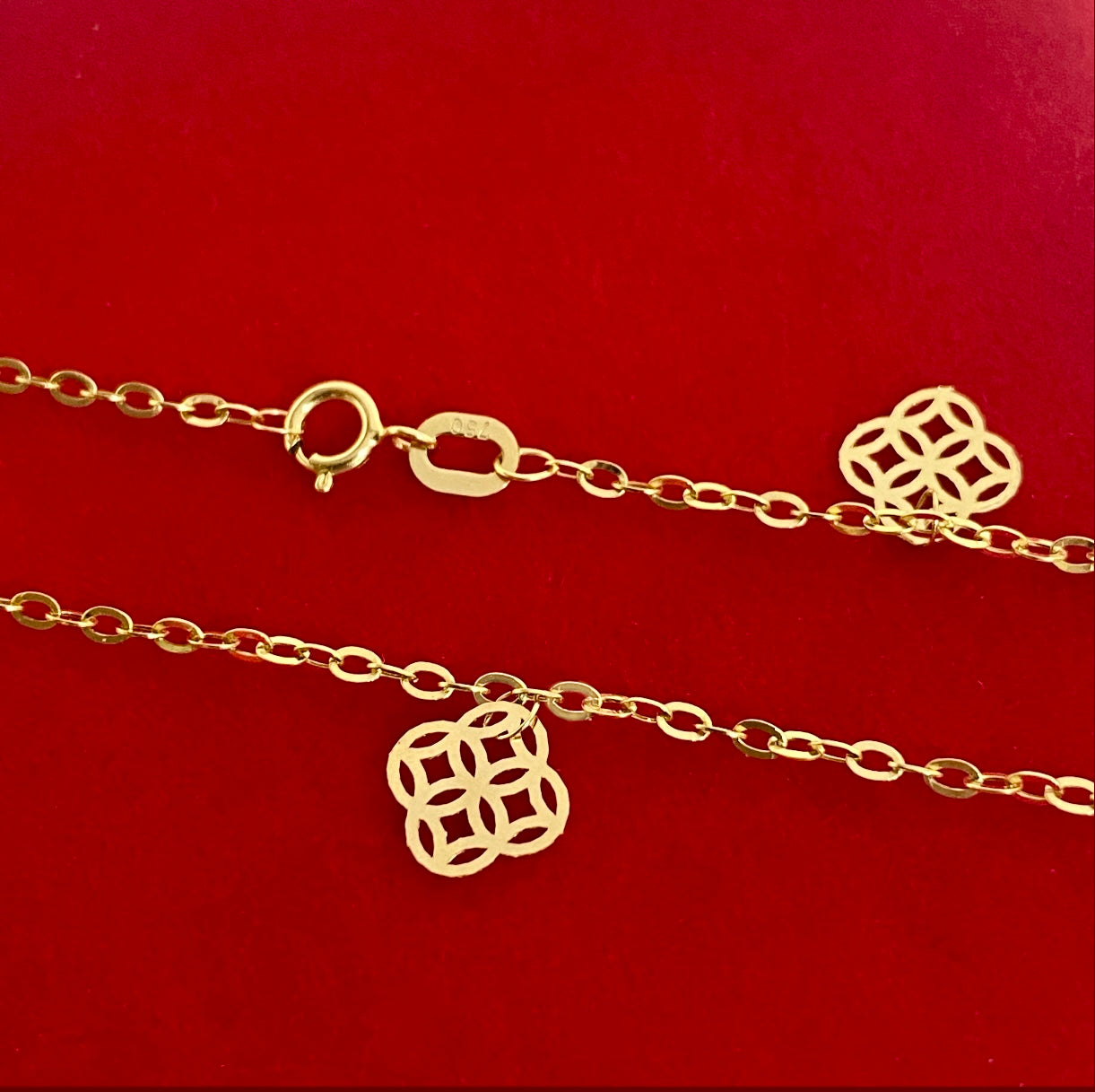 18K Real Gold Hexagons 5 Pendant Bracelet - Embellish Gold