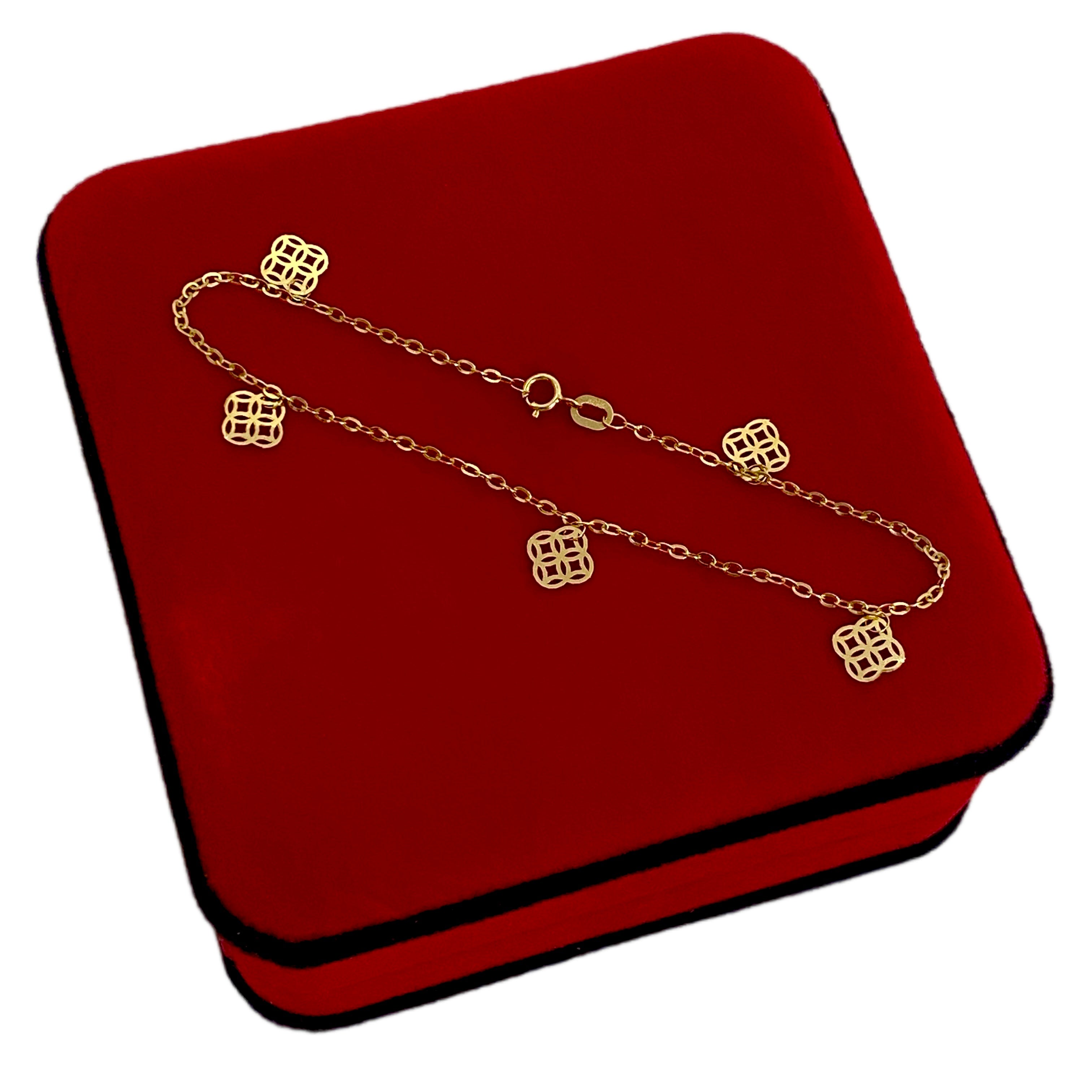 18K Real Gold Hexagons 5 Pendant Bracelet - Embellish Gold