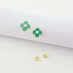 18K Real Gold VCA Green Stone Earrings - Embellish Gold