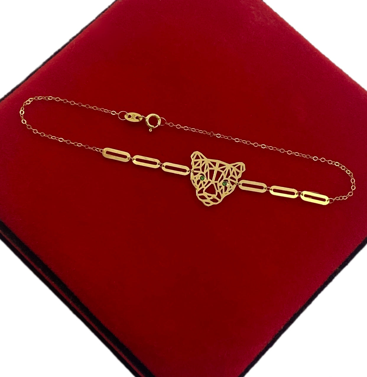 18K Real Gold Tiger Paper Clip Bracele - Embellish Gold