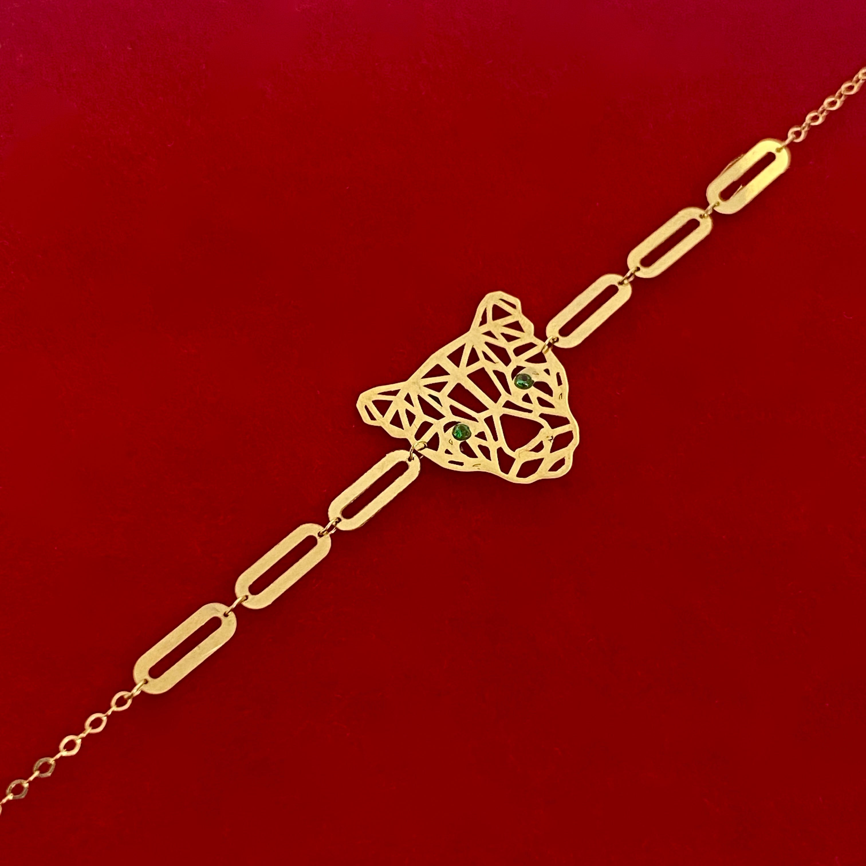 18K Real Gold Tiger Paper Clip Bracele - Embellish Gold