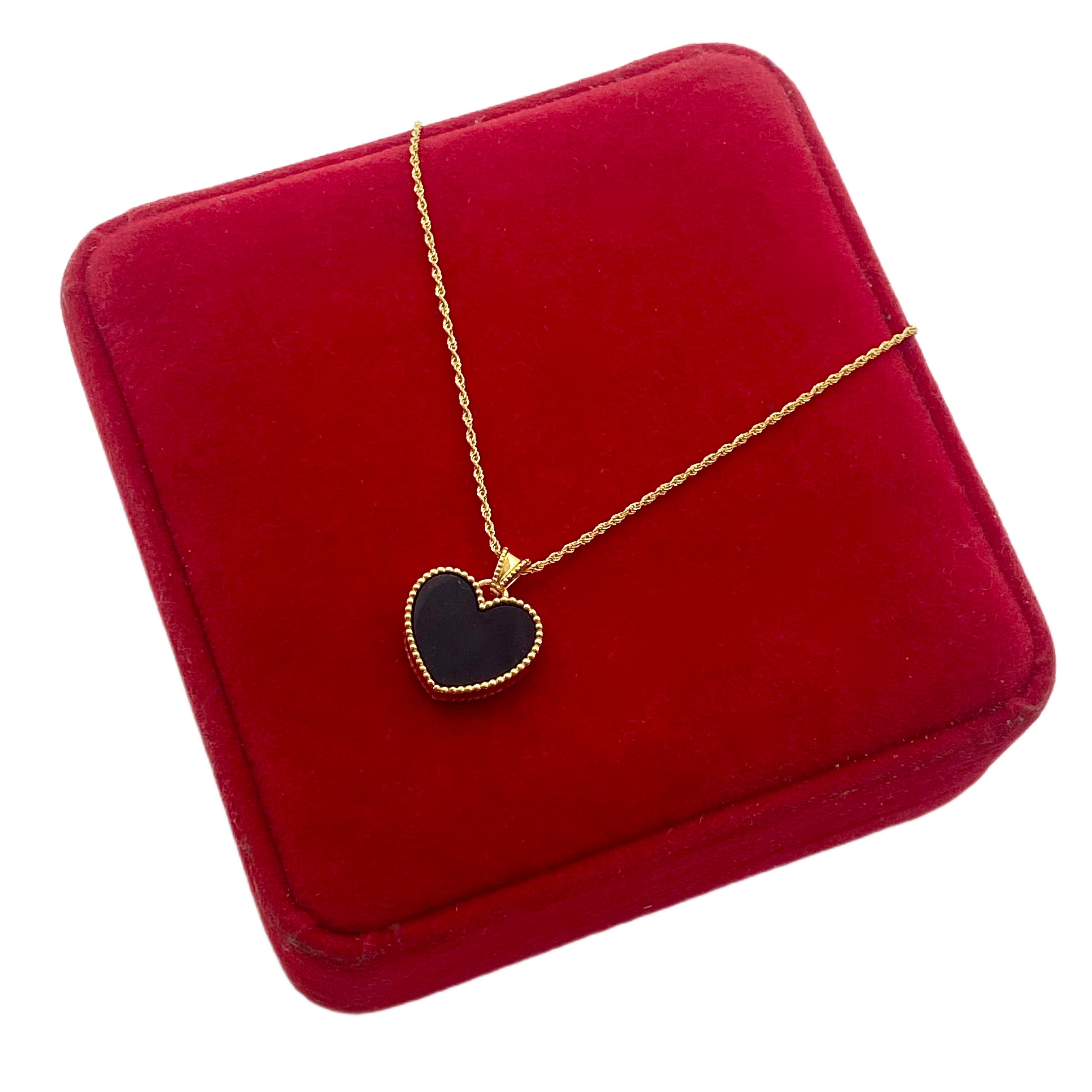 18K Real Gold Black Heart Necklace - Embellish Gold