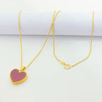 18K Real Gold Red Heart Necklace - Embellish Gold