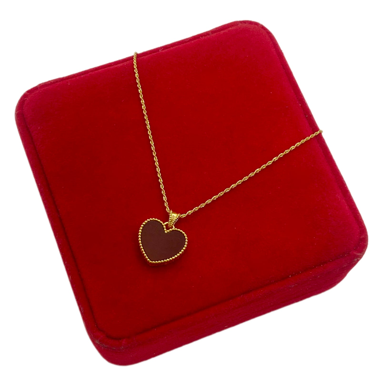 18K Real Gold Red Heart Necklace - Necklaces - Embellish Gold
