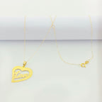 18K Real Gold Heart with Love Necklace - Embellish Gold