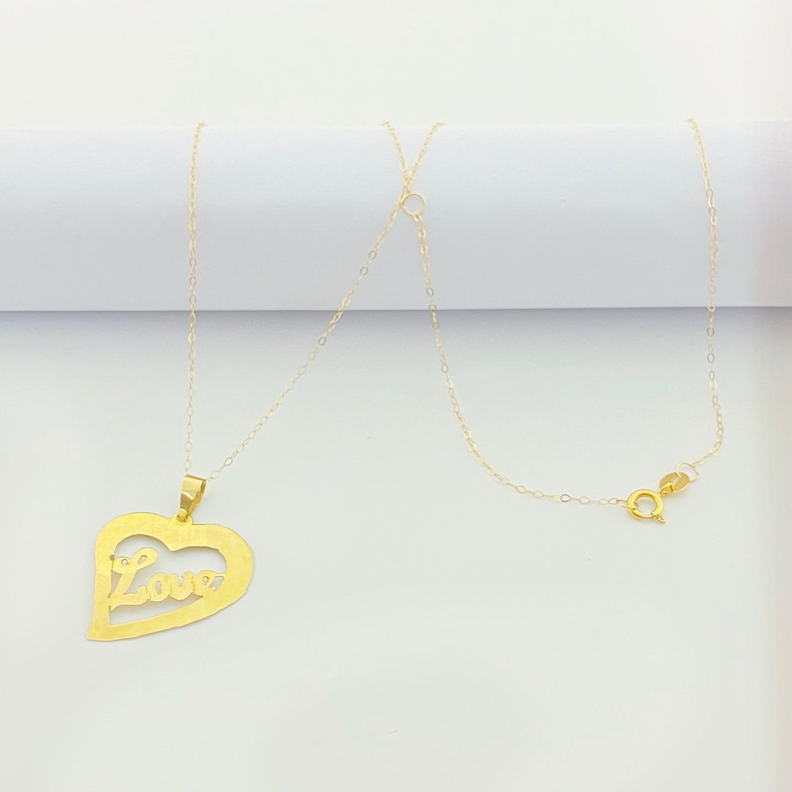 18K Real Gold Heart with Love Necklace - Festive Collection - Embellish Gold