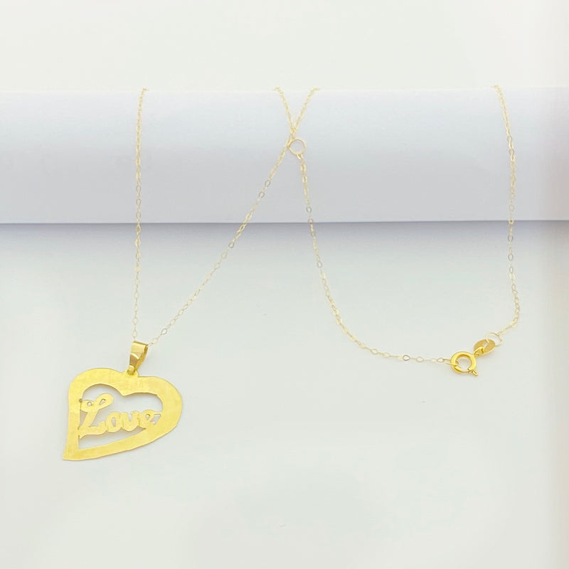 18K Real Gold Heart with Love Necklace - مجموعة احتفالية - Embellish Gold