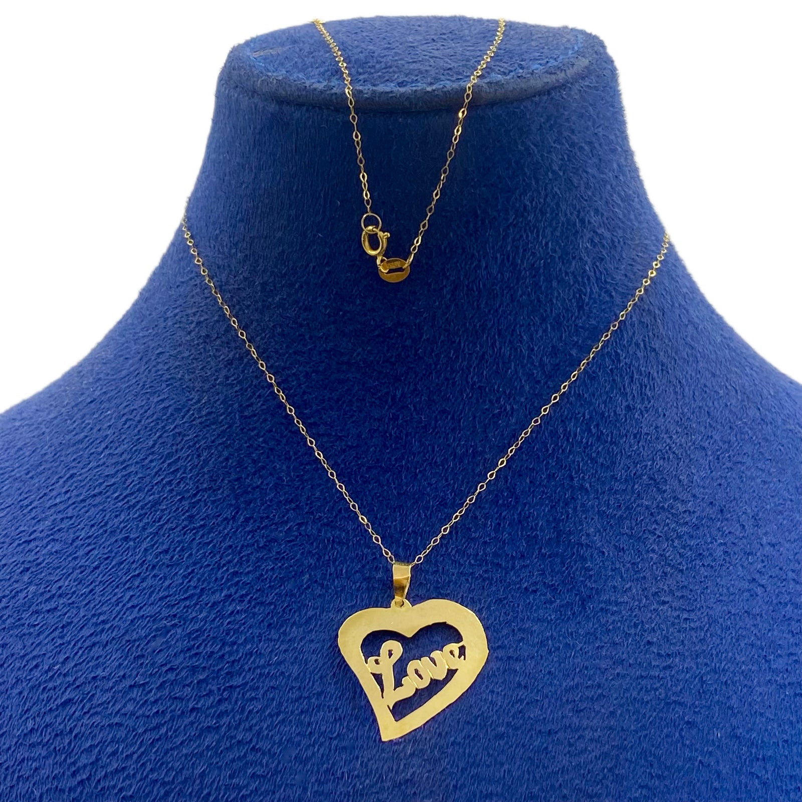 18K Real Gold Heart with Love Necklace - Festive Collection - Embellish Gold