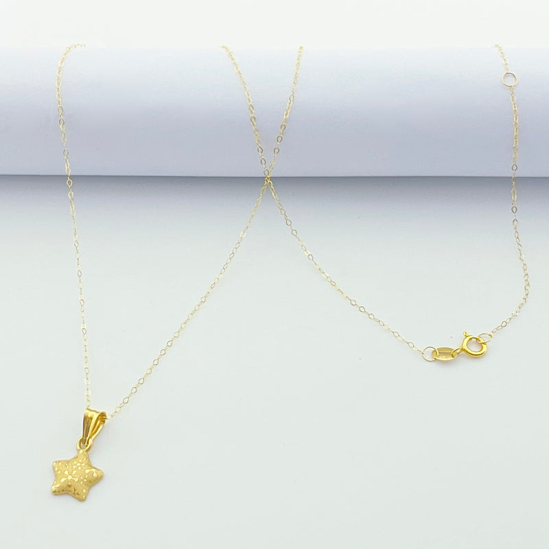 18K Real Gold Star Necklace - مجموعة احتفالية - Embellish Gold