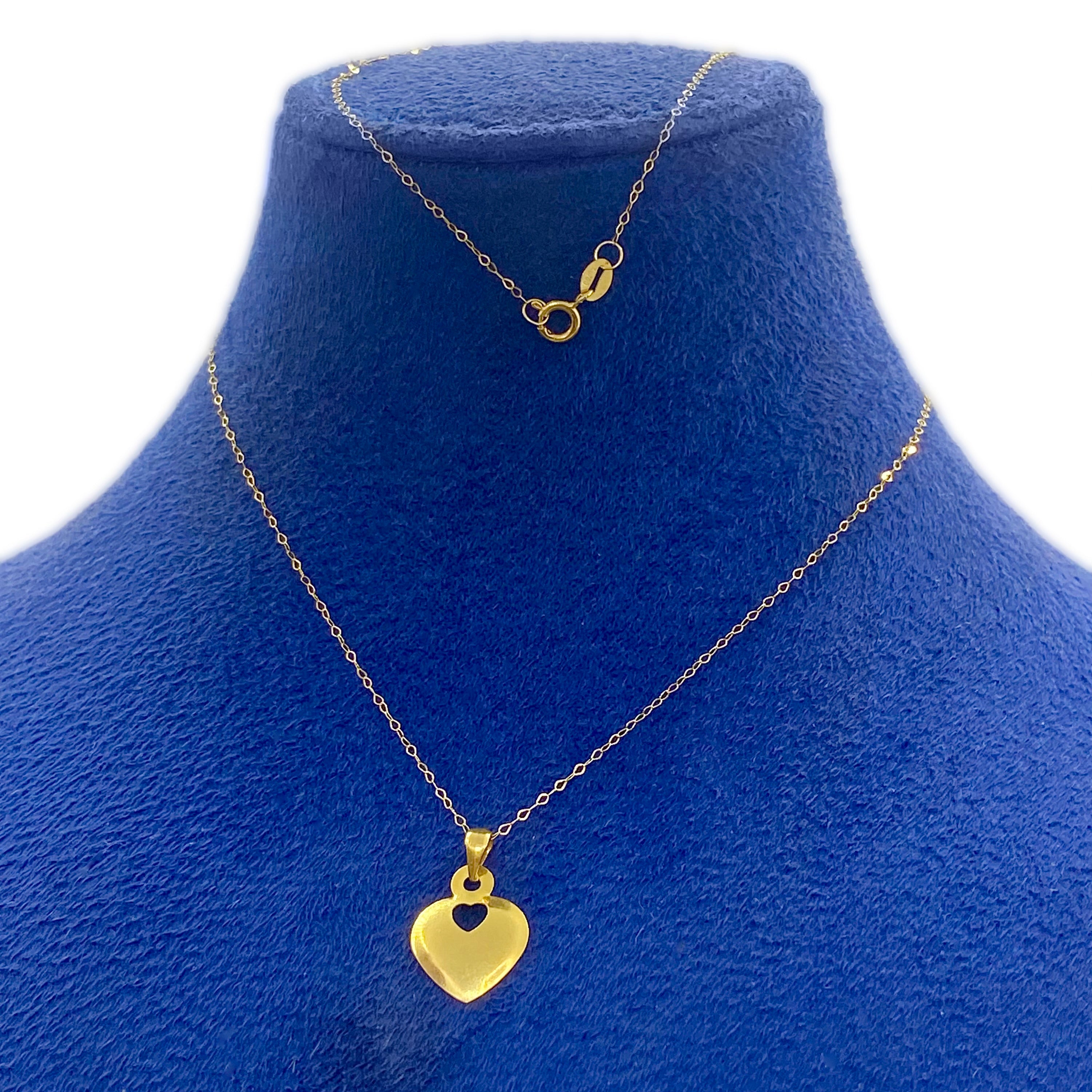 18K Real Gold Plain Heart Necklace - Embellish Gold