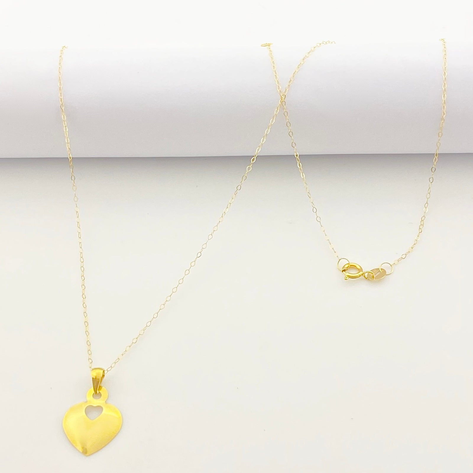 18K Real Gold Plain Heart Necklace - 18k Gold Necklace - Embellish Gold