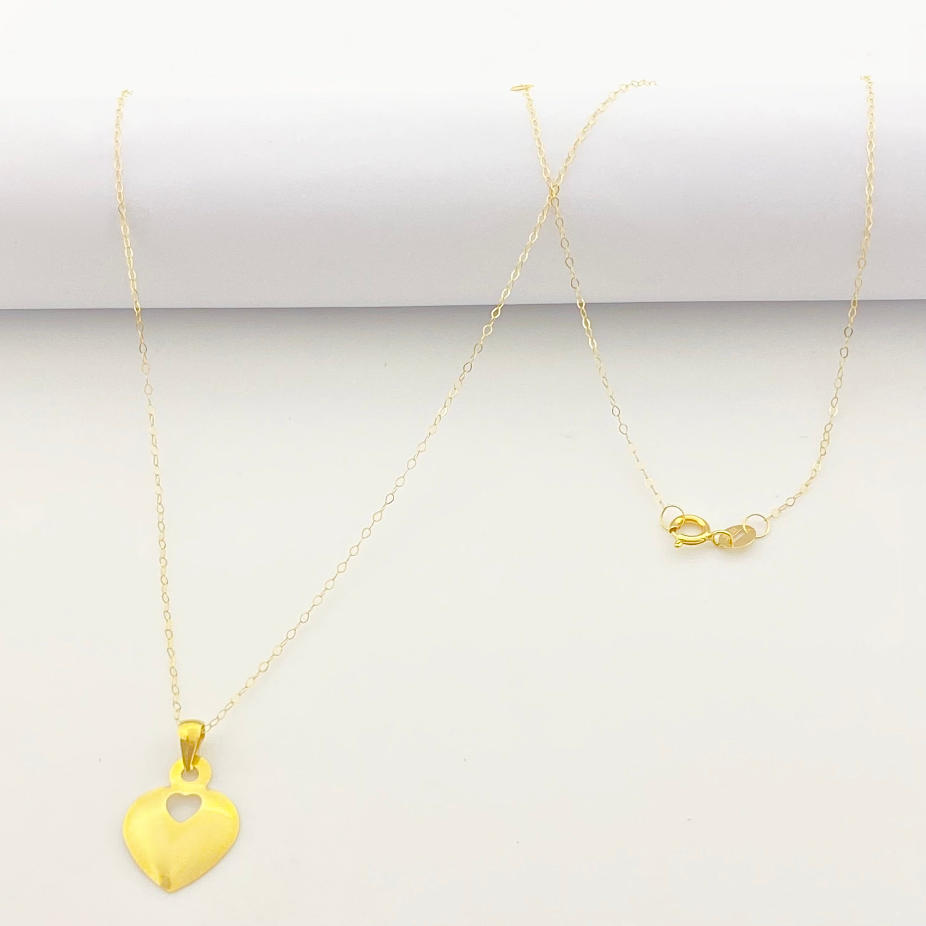 18K Real Gold Plain Heart Necklace - Embellish Gold