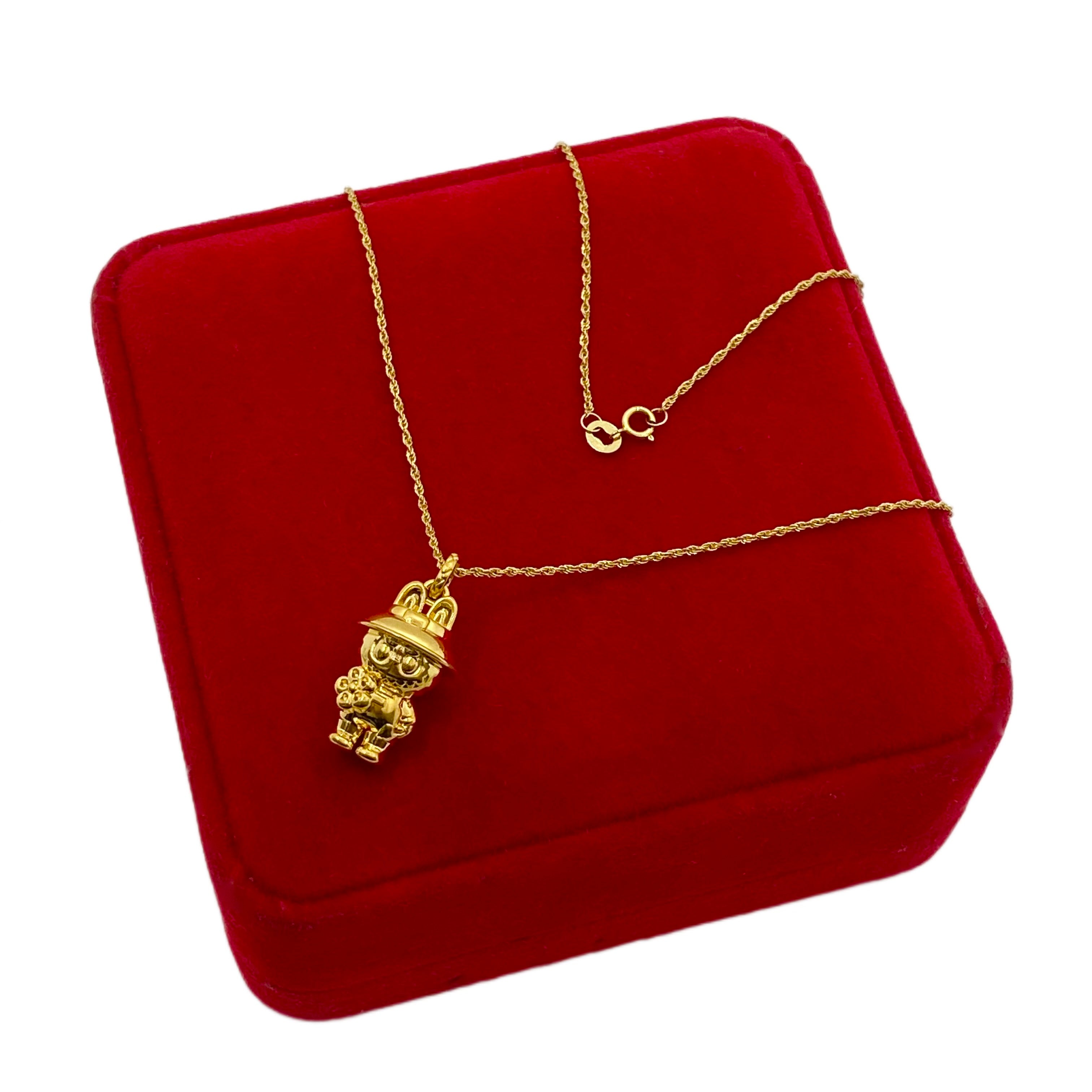 18K Real Gold Labubu Flower Necklace - Embellish Gold