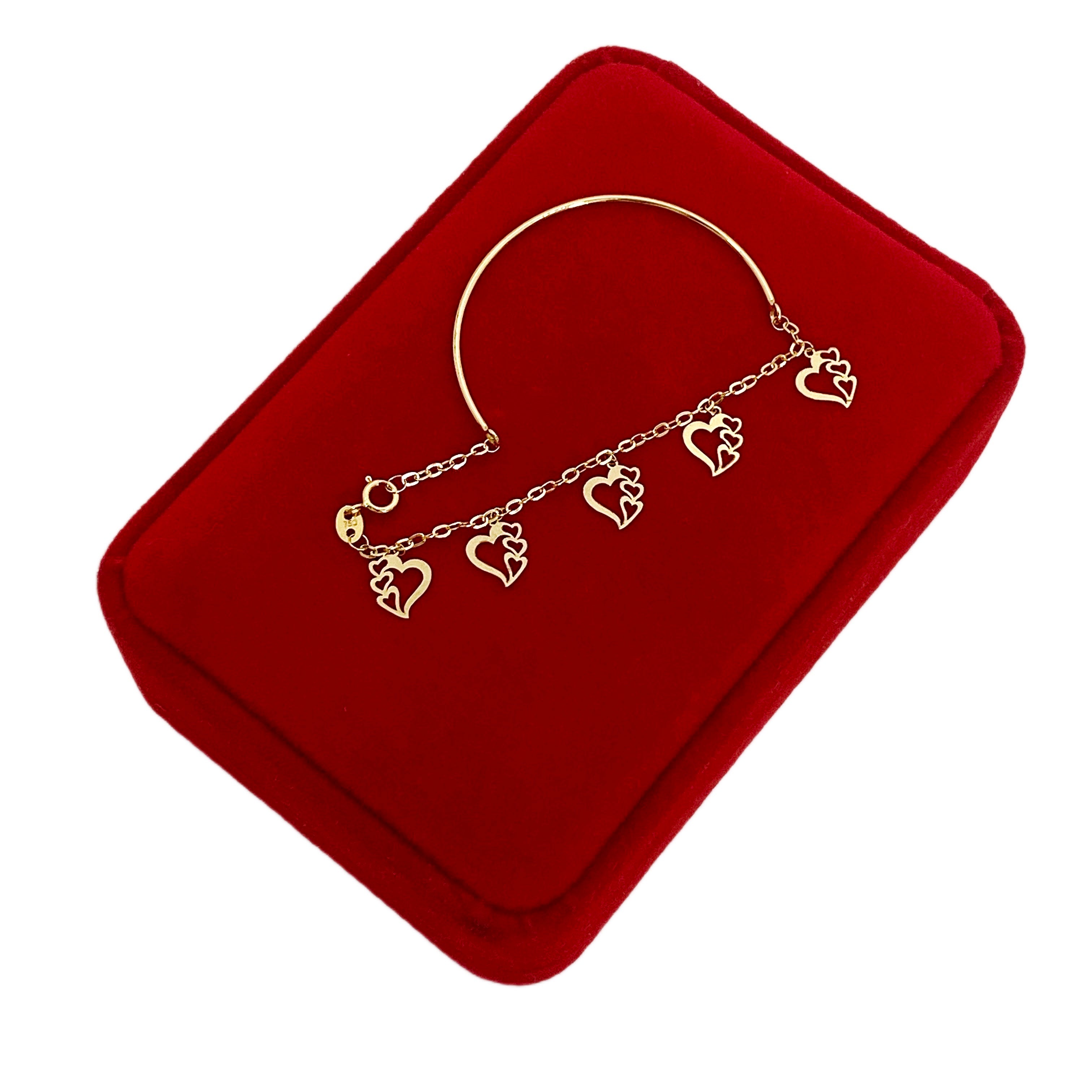 18K Real Gold Kids 4 Heart Bracelet - Embellish Gold