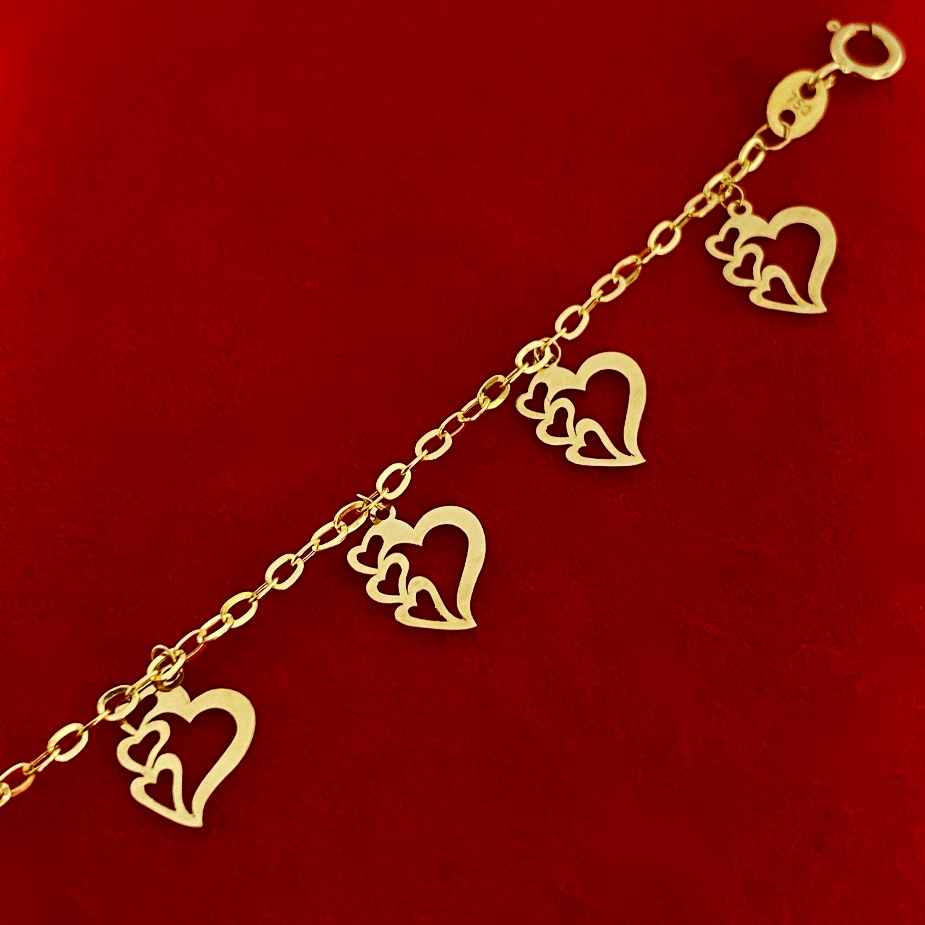 18K Real Gold Kids 4 Heart Bracelet - Embellish Gold