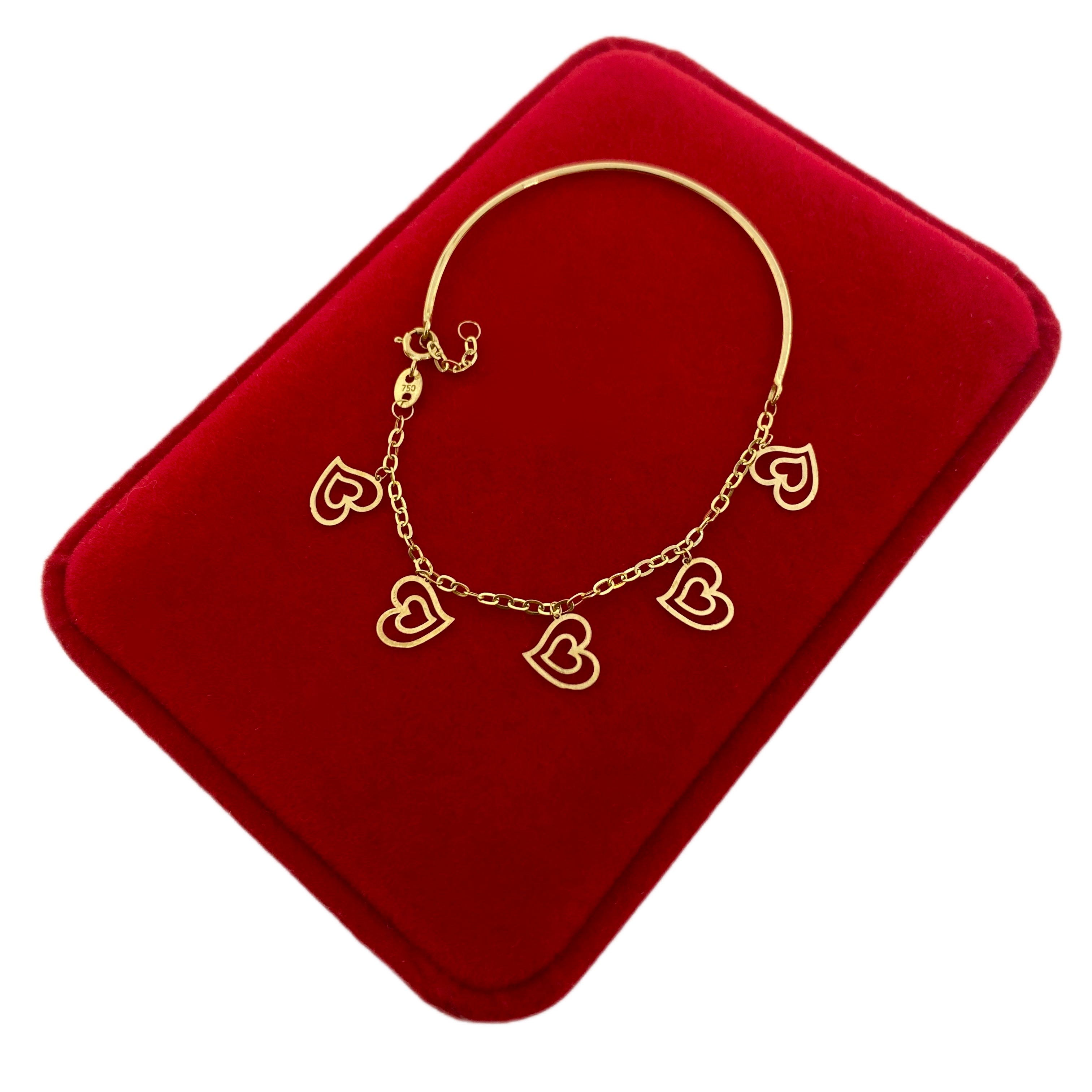 18K Real Gold Double Heart Kids Bracelet - Embellish Gold