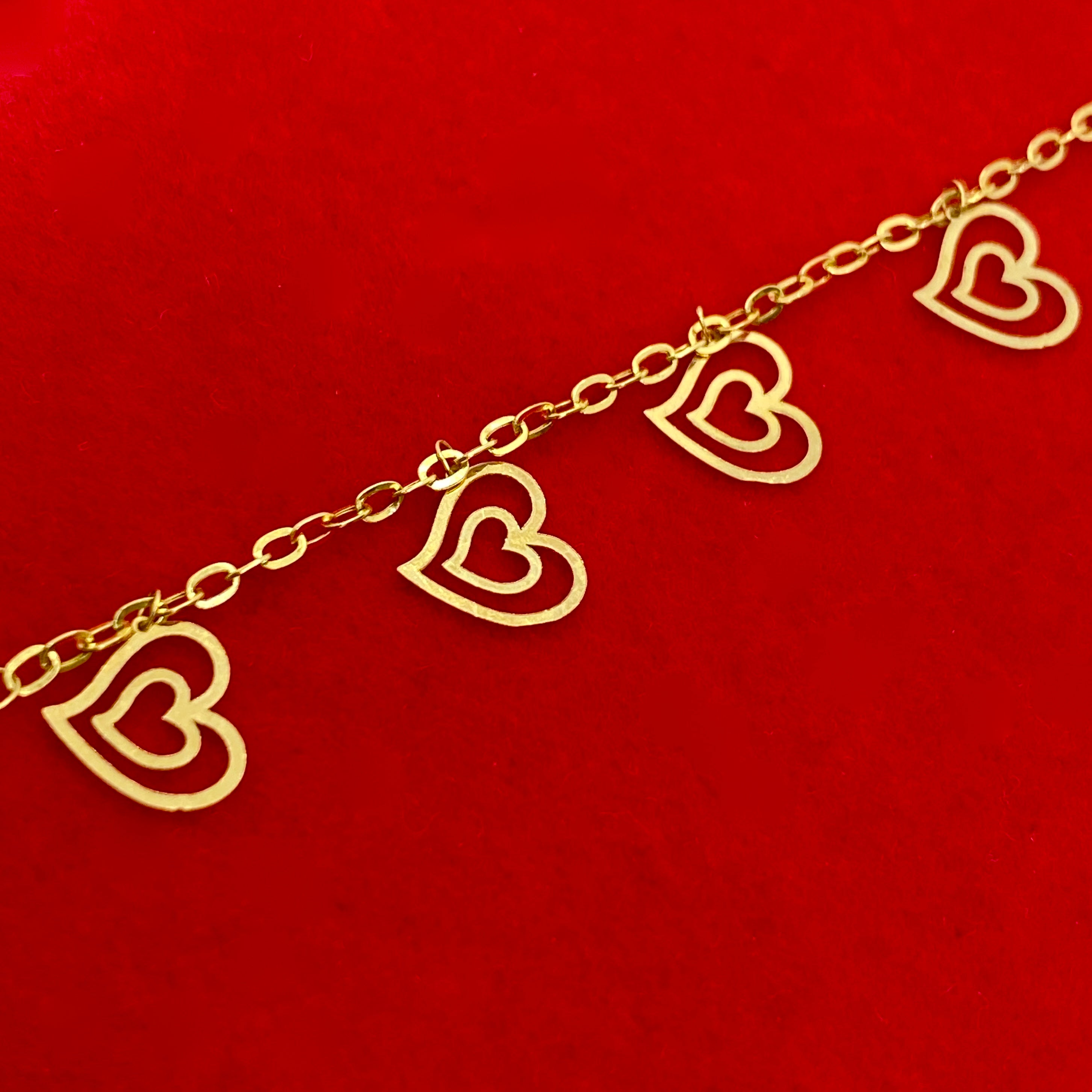 18K Real Gold Double Heart Kids Bracelet - Embellish Gold