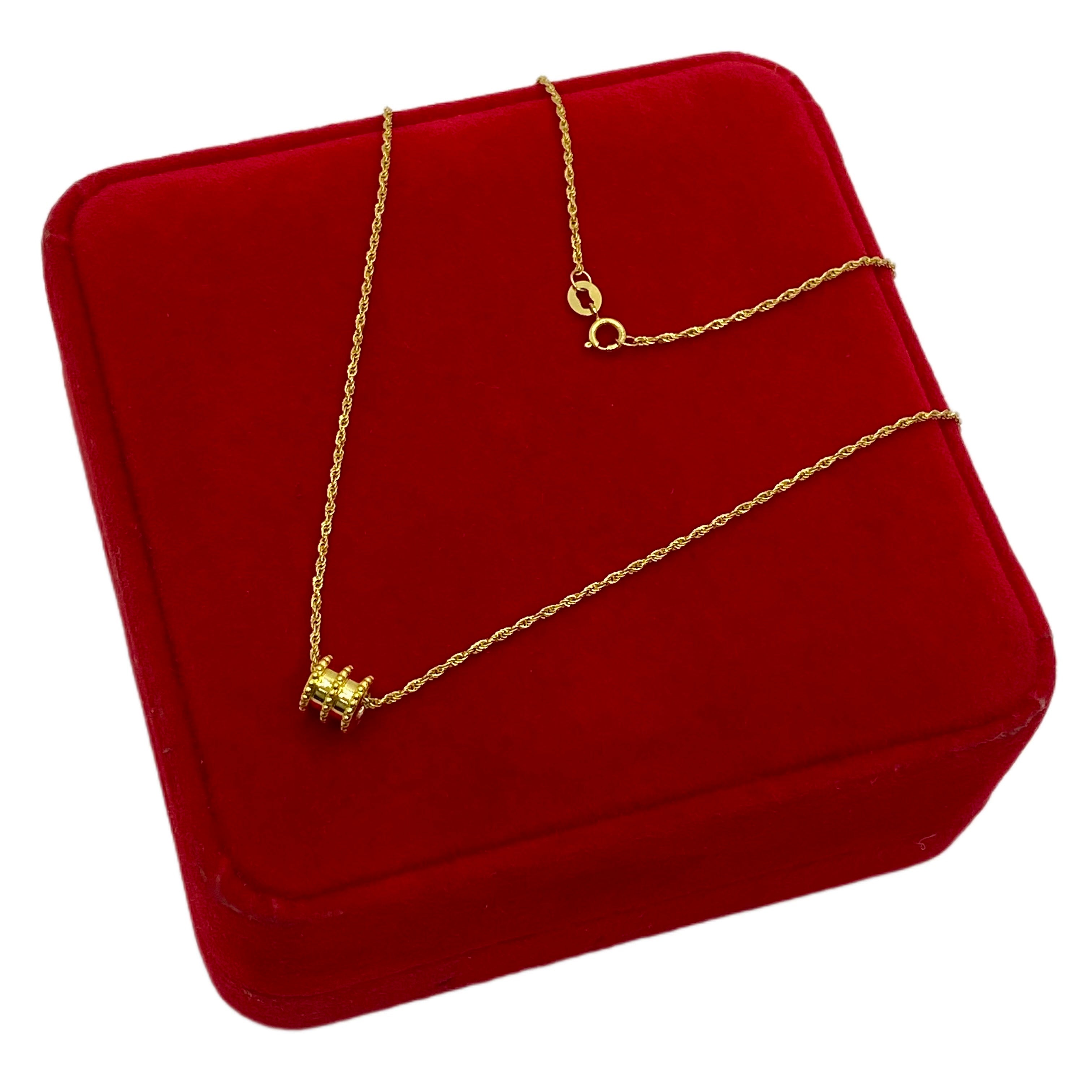 18K Real Gold BG Pendant With Rope Chain - Embellish Gold