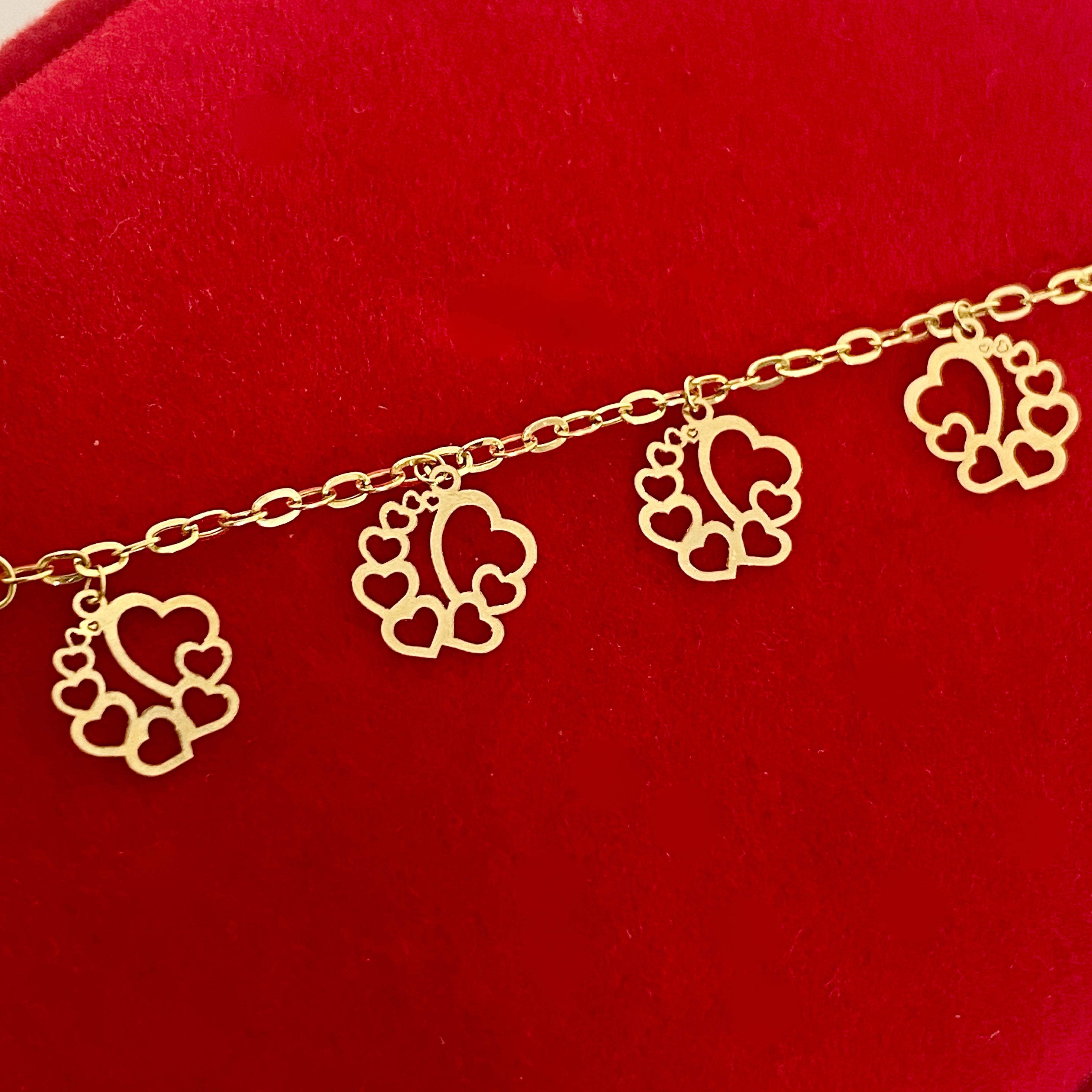 18K Real Gold 8 Heart Kids Bracelet - Embellish Gold