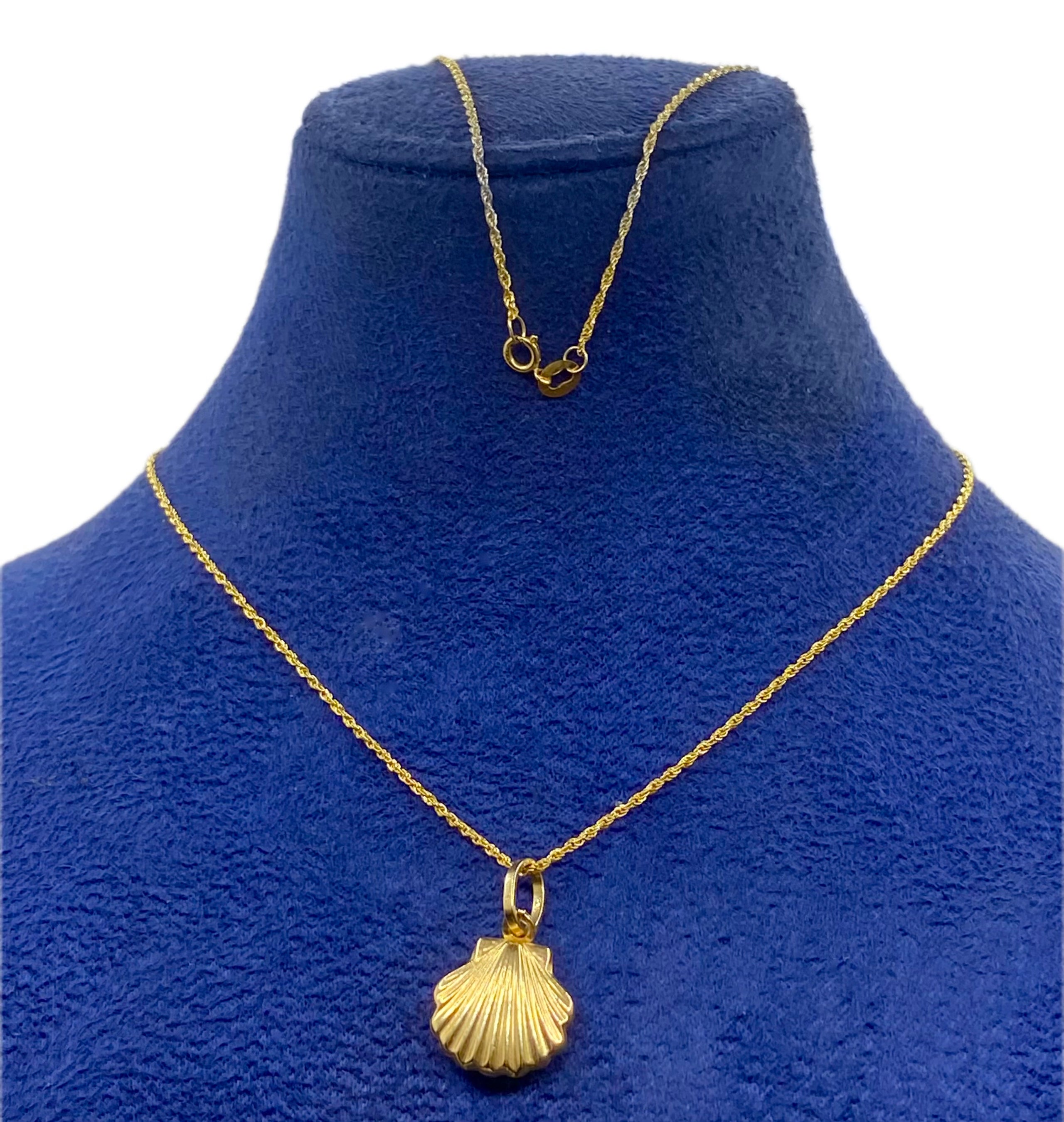 18K Real Gold Shell Pendant With Rope Chain - Embellish Gold