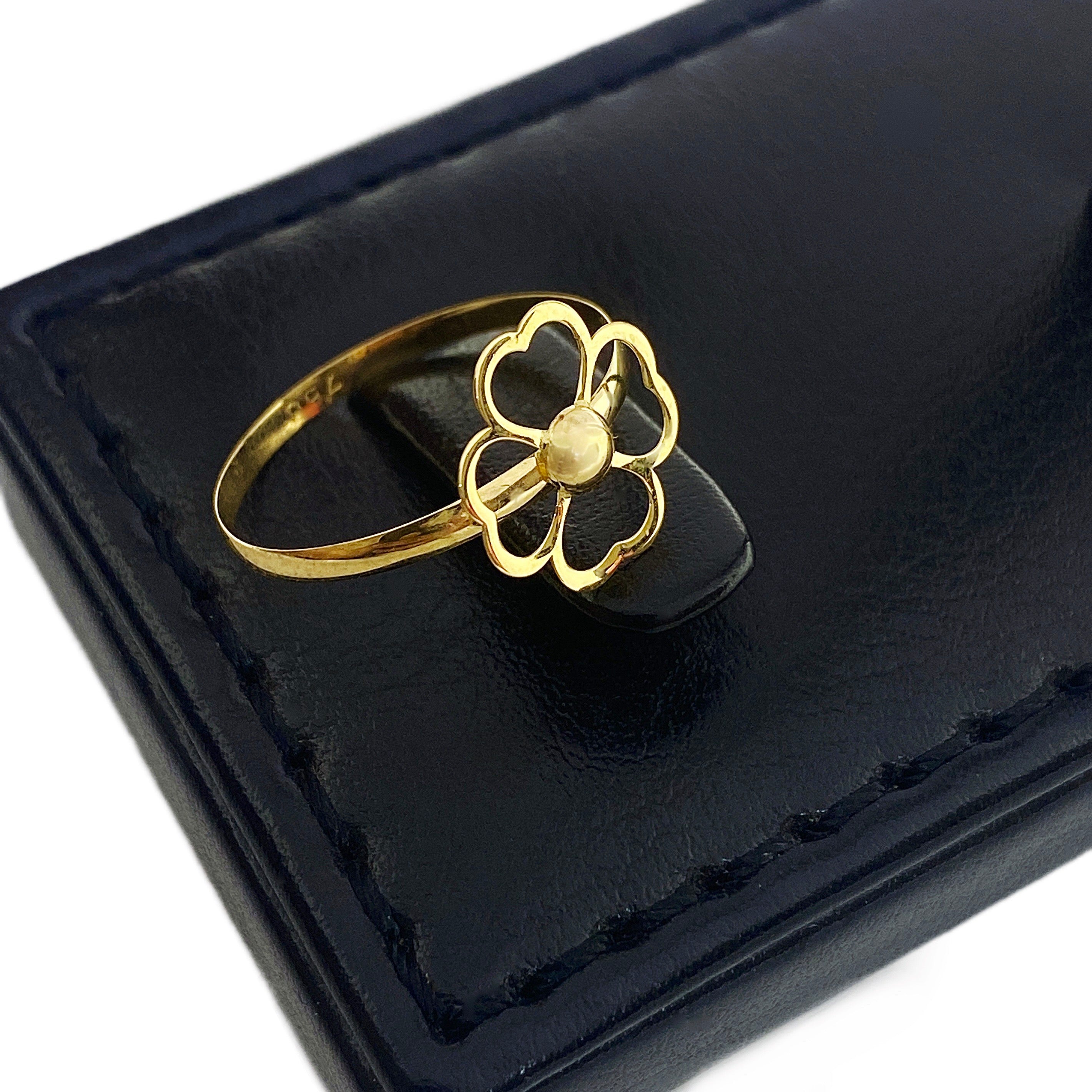 18K Real Gold 4 Heart Flower Ring - Embellish Gold