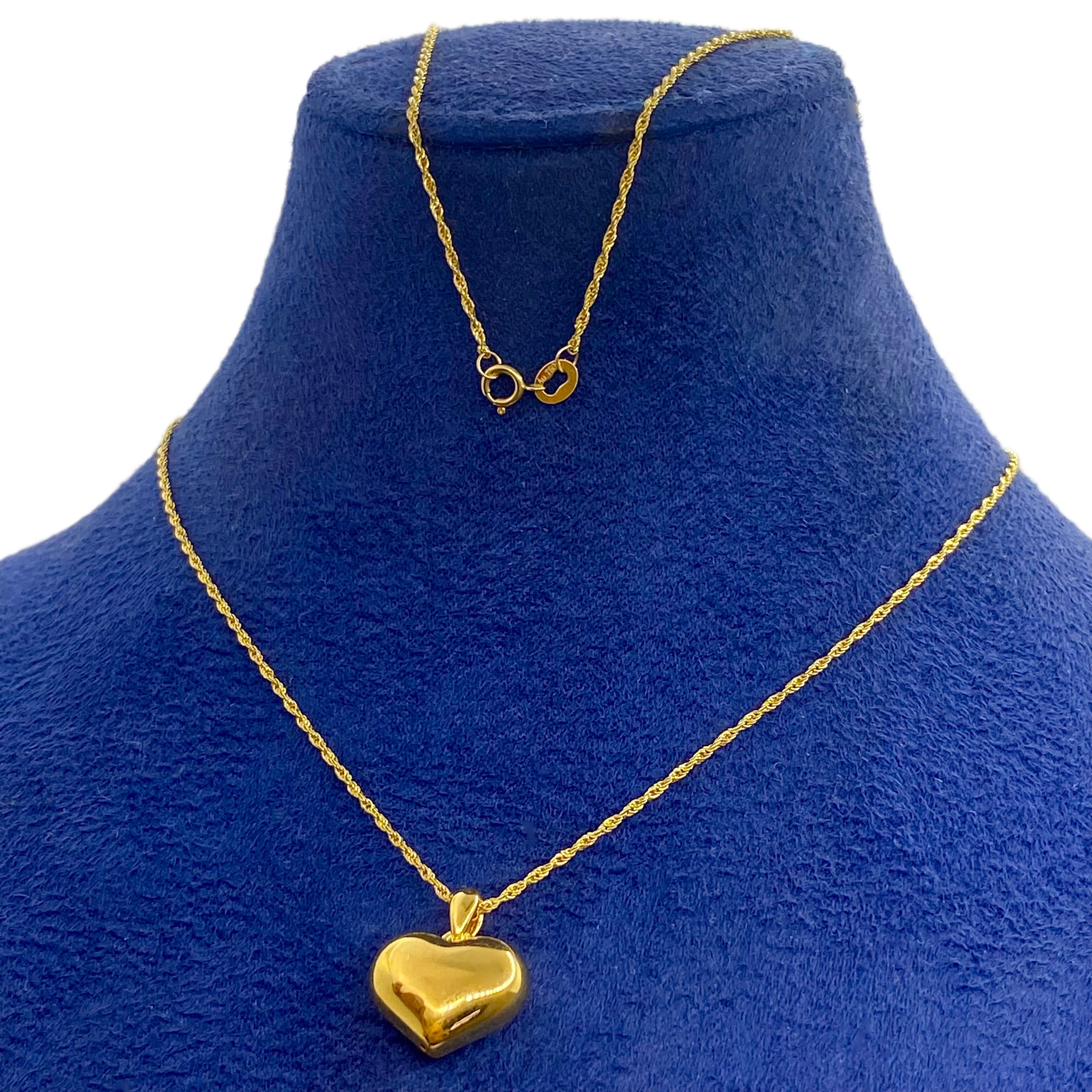 18K Real Gold Bubble Heart With Rope Chain - Embellish Gold
