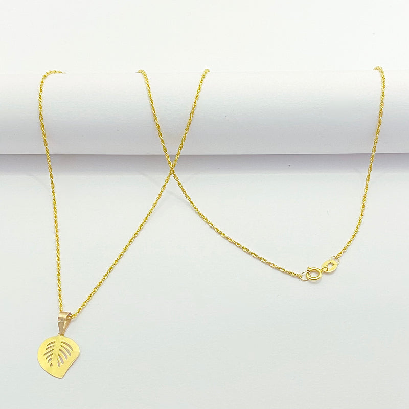 18K Real Gold Pure Leaf Necklace - مجموعة احتفالية - Embellish Gold