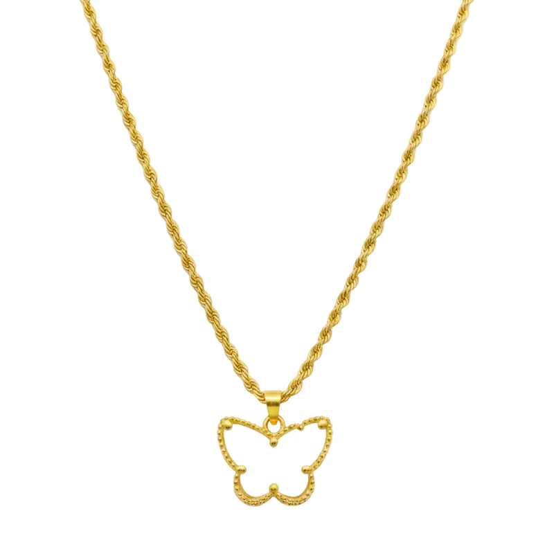 18K Real Saudi Gold Butterfly Rope Chain - New Launch - demo - Embellish Gold