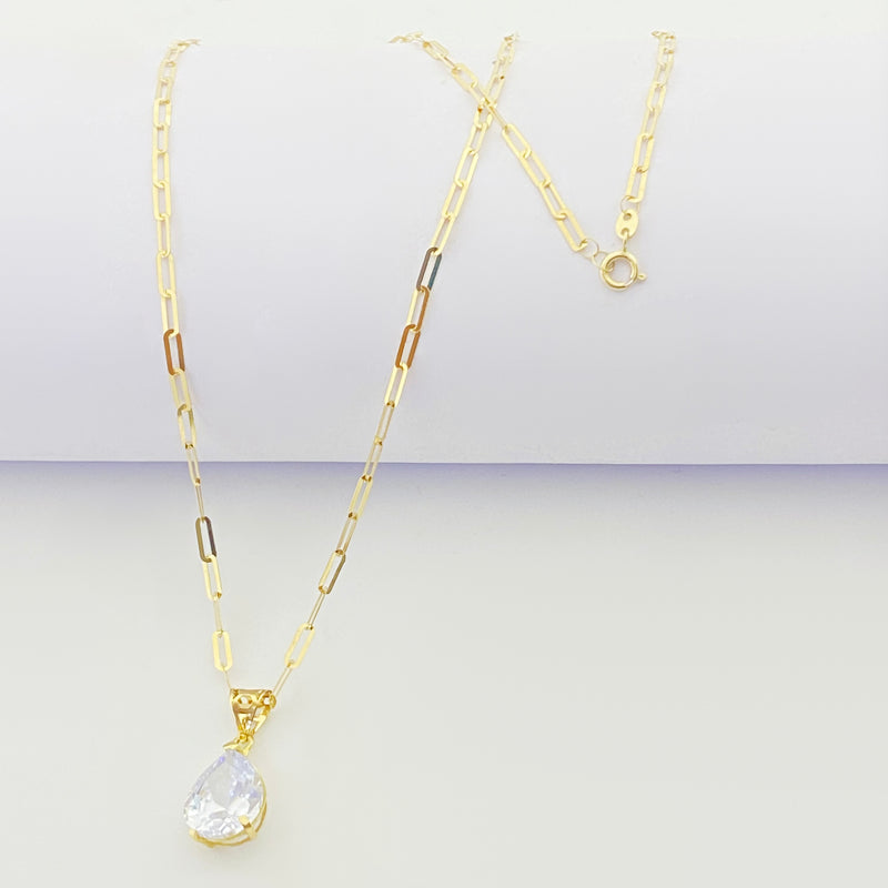 18k Real Gold Oval Stone Paper Clip Chain - Best Seller - Embellish Gold